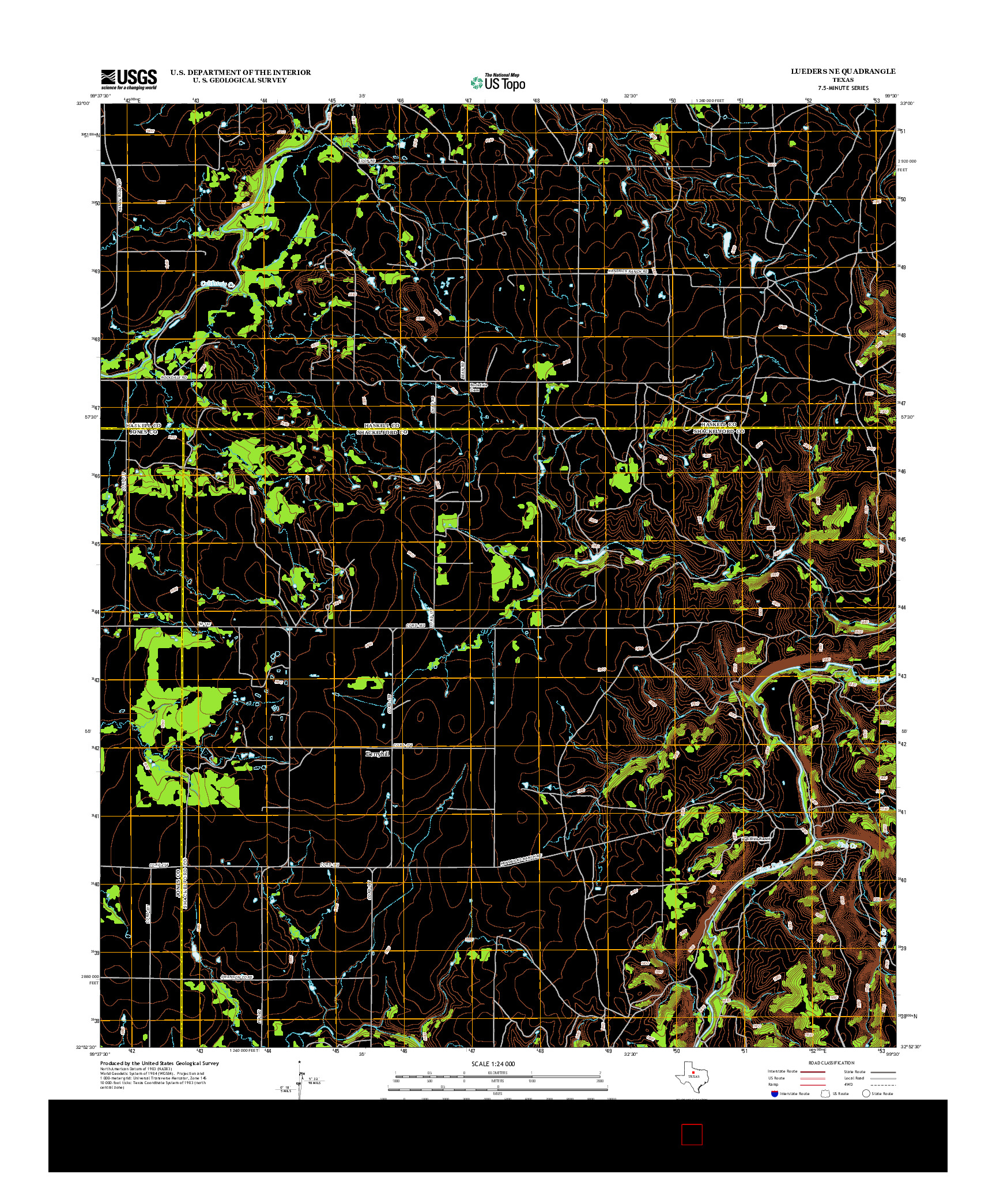USGS US TOPO 7.5-MINUTE MAP FOR LUEDERS NE, TX 2012