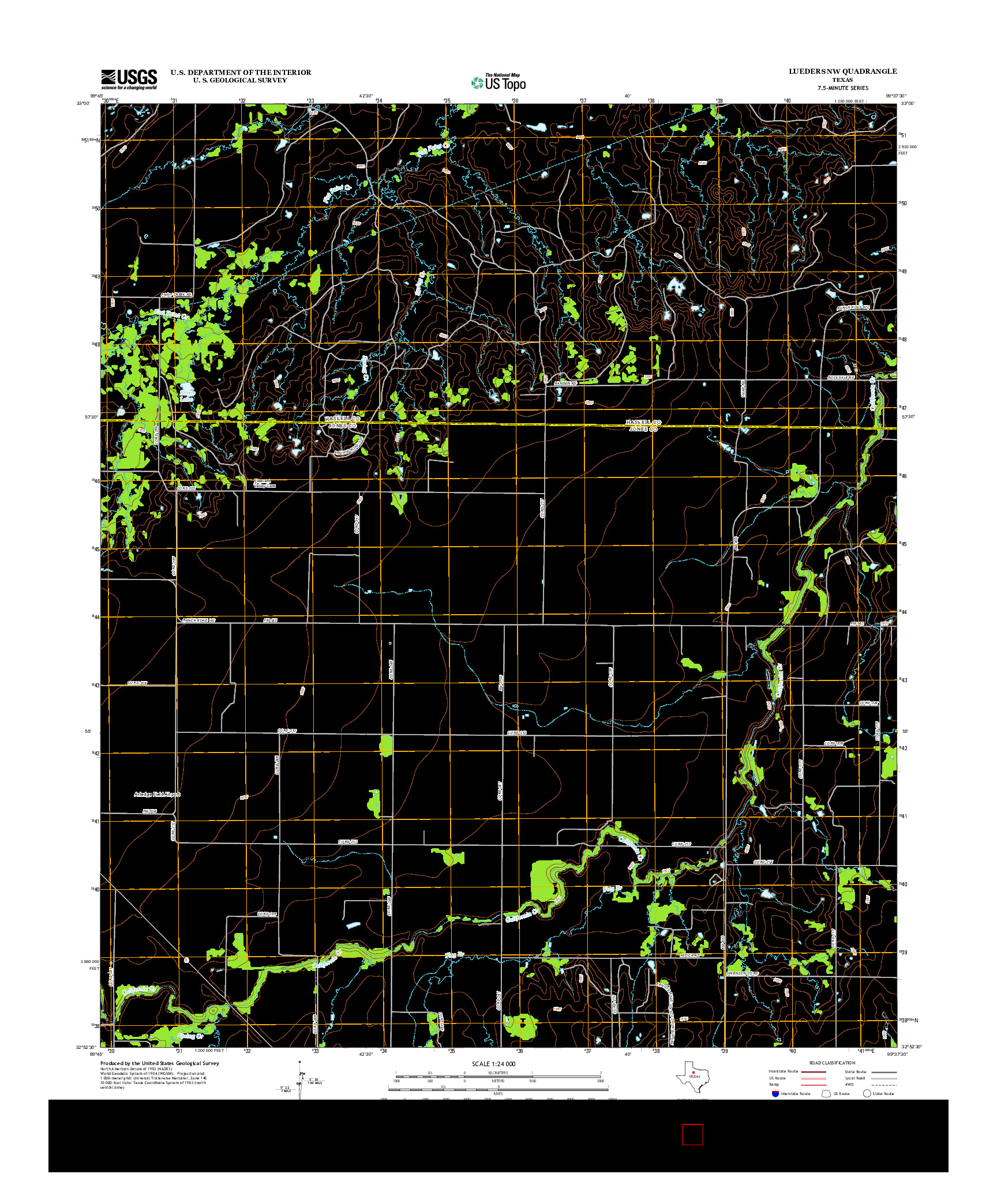 USGS US TOPO 7.5-MINUTE MAP FOR LUEDERS NW, TX 2012