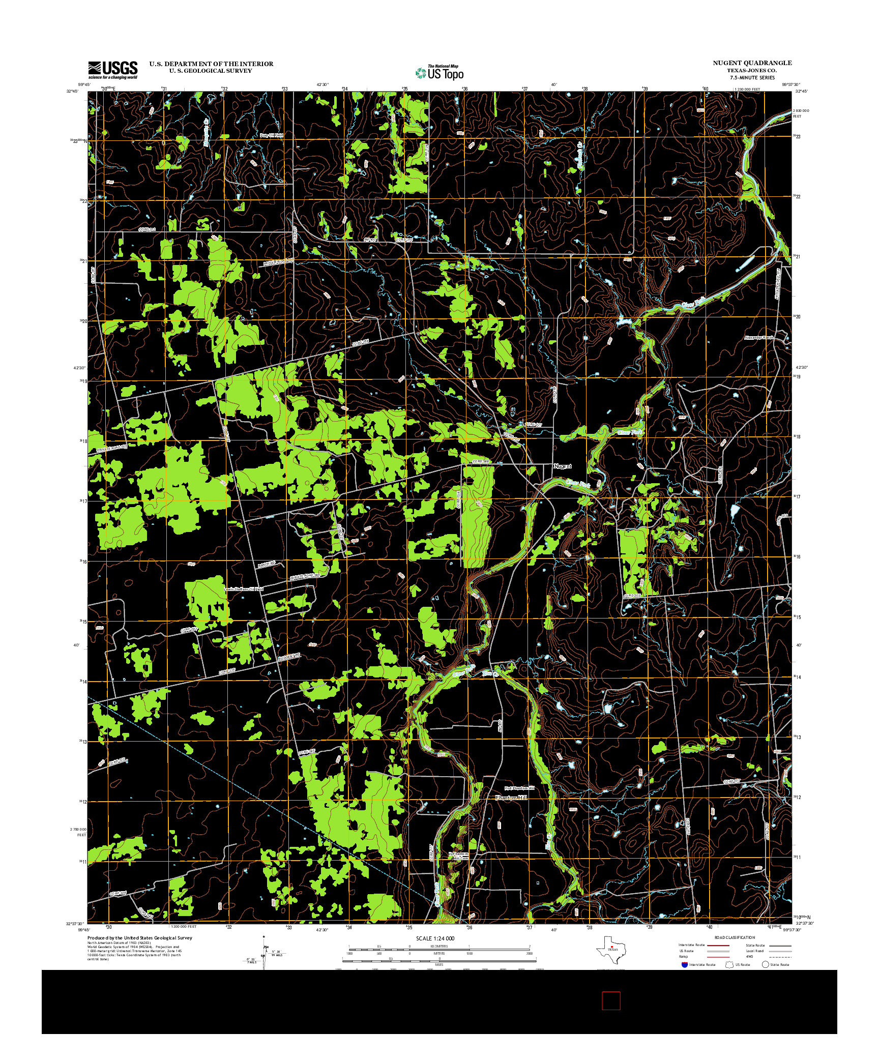 USGS US TOPO 7.5-MINUTE MAP FOR NUGENT, TX 2012