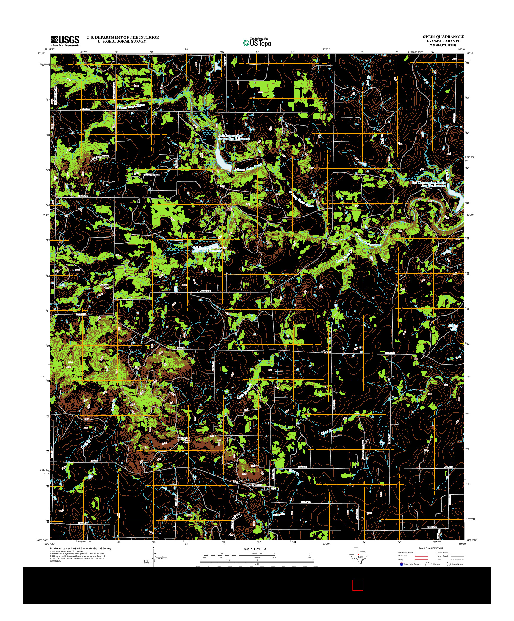 USGS US TOPO 7.5-MINUTE MAP FOR OPLIN, TX 2012