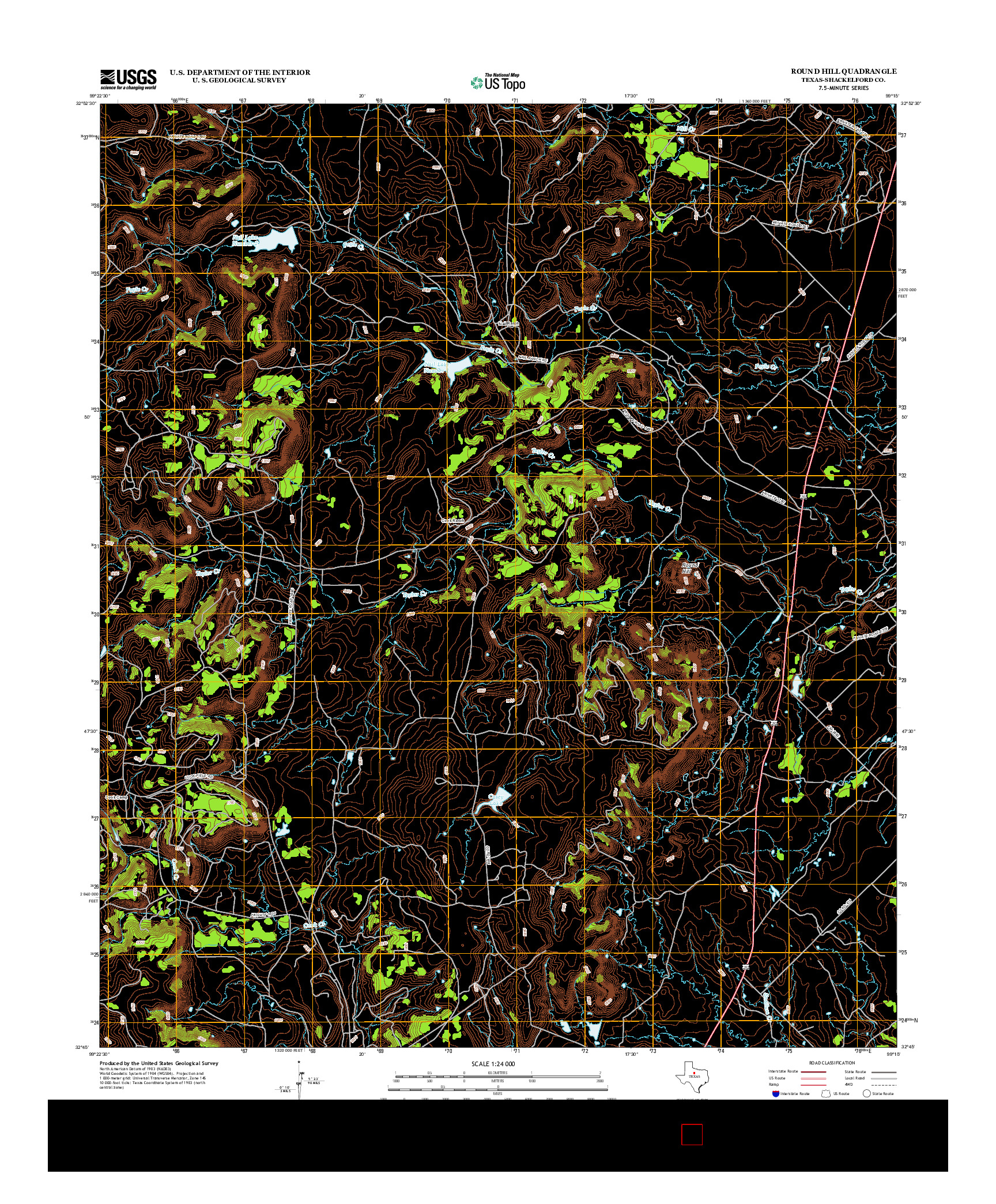 USGS US TOPO 7.5-MINUTE MAP FOR ROUND HILL, TX 2012