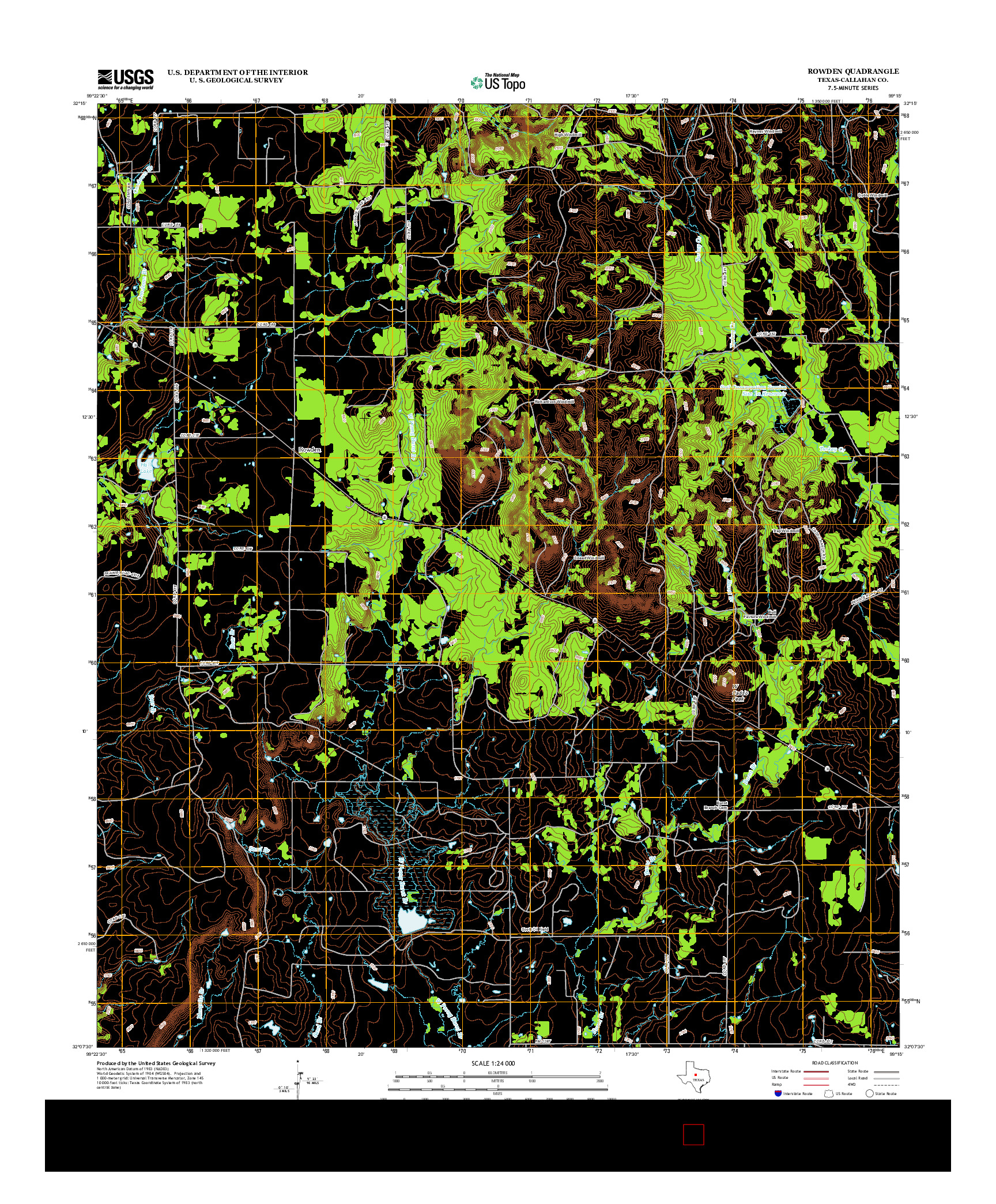 USGS US TOPO 7.5-MINUTE MAP FOR ROWDEN, TX 2012