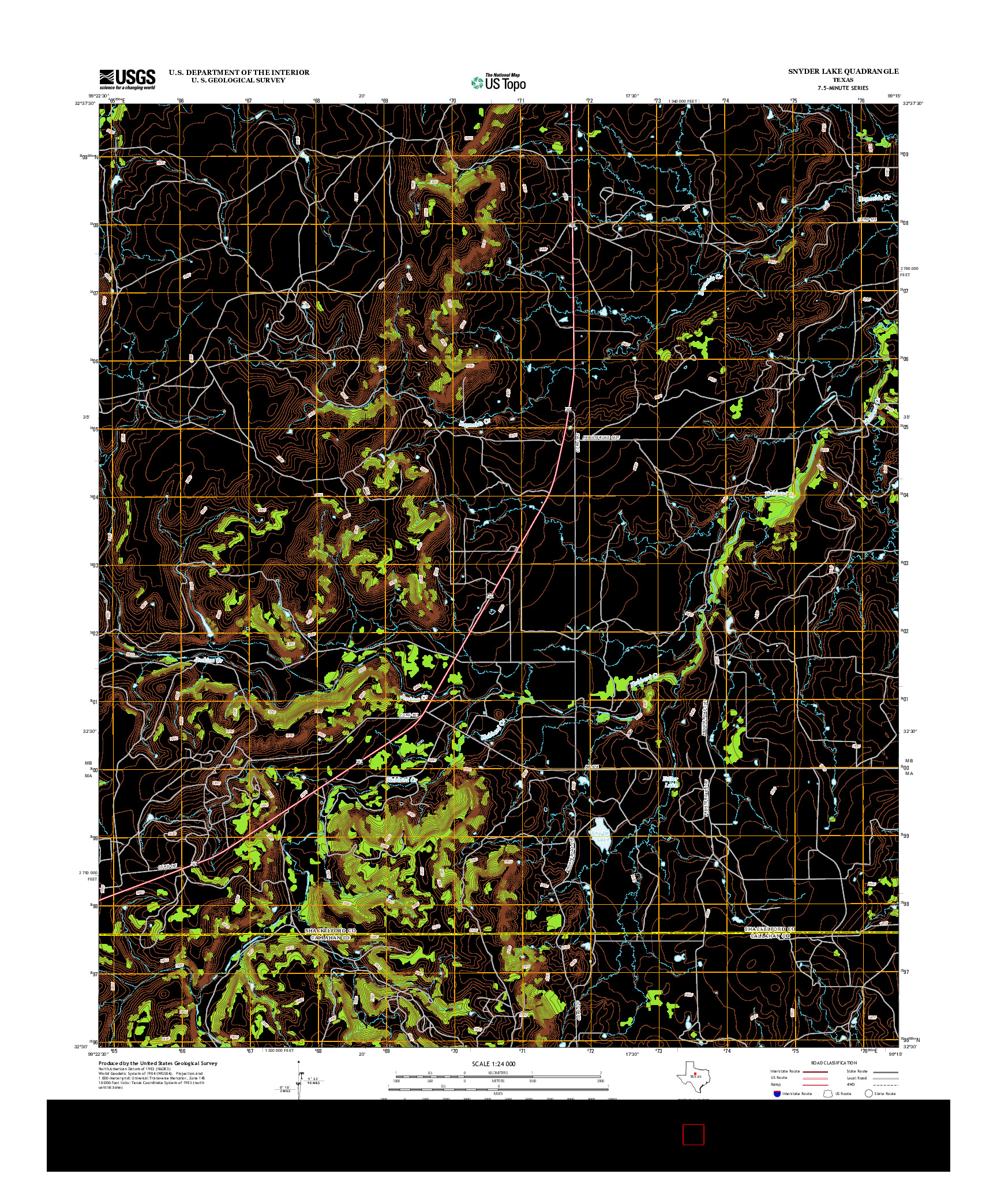 USGS US TOPO 7.5-MINUTE MAP FOR SNYDER LAKE, TX 2012