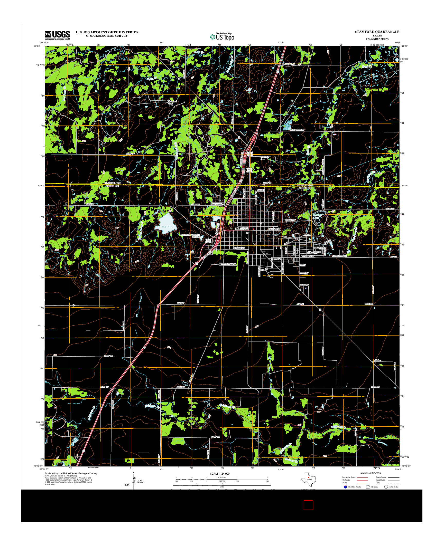 USGS US TOPO 7.5-MINUTE MAP FOR STAMFORD, TX 2012