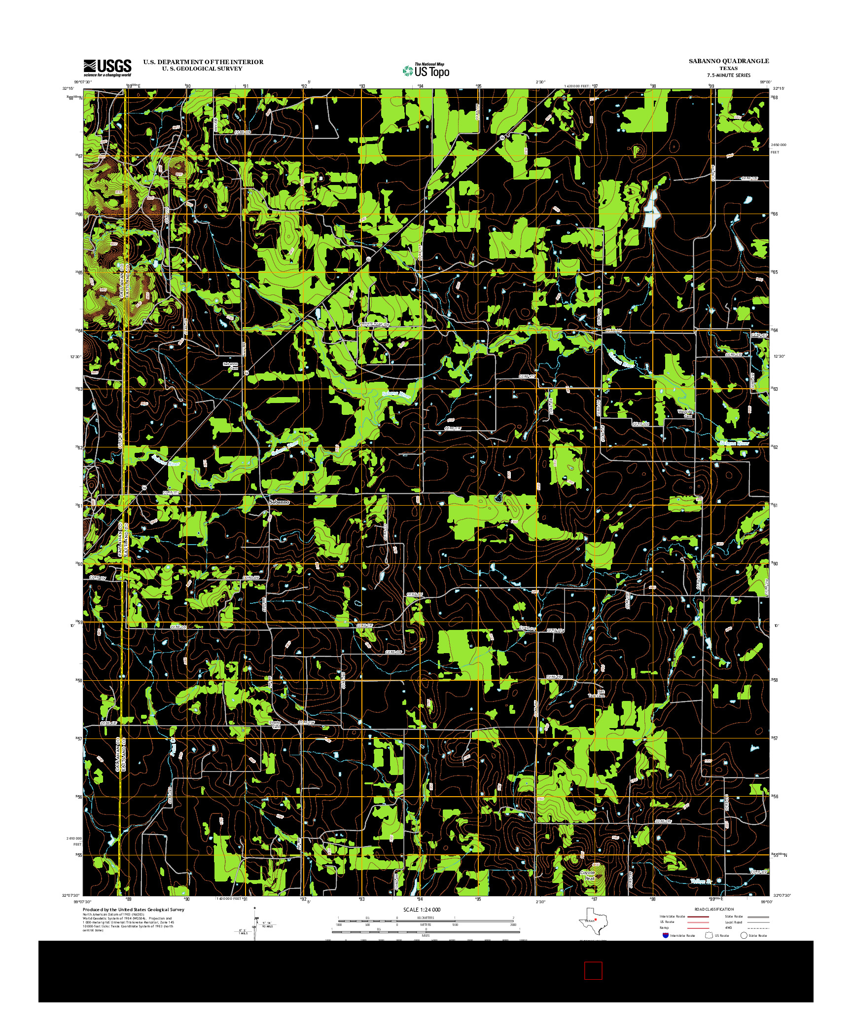 USGS US TOPO 7.5-MINUTE MAP FOR SABANNO, TX 2012