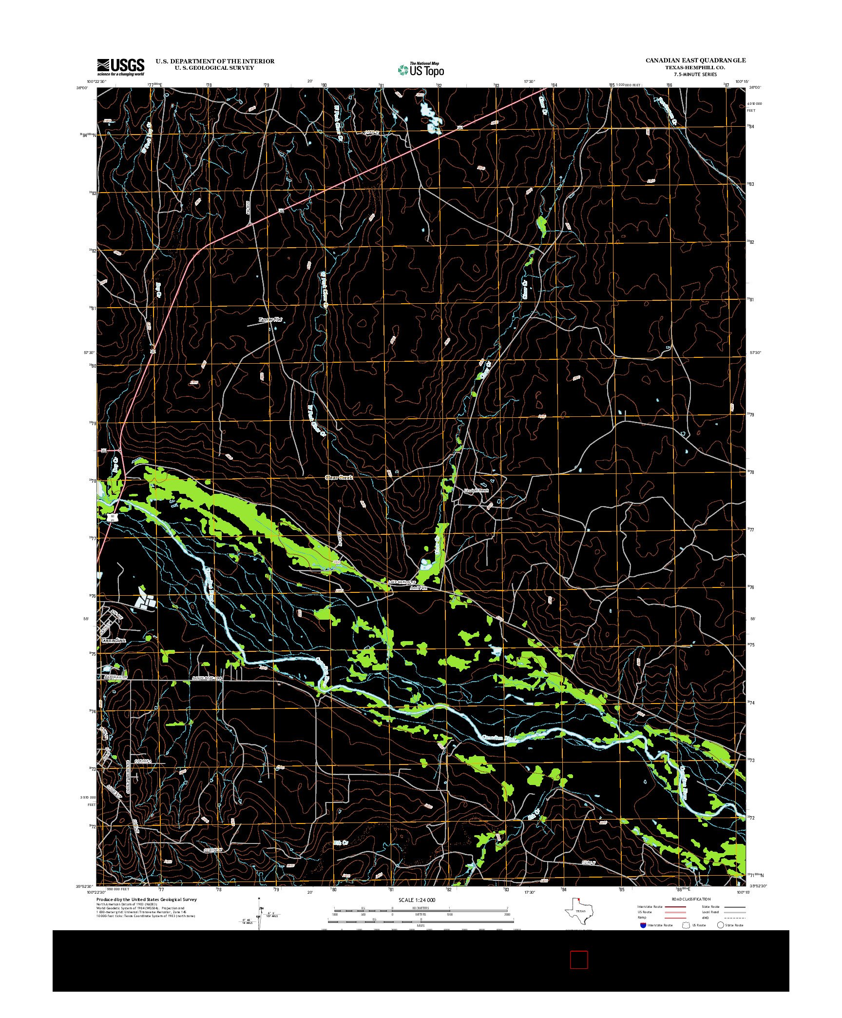 USGS US TOPO 7.5-MINUTE MAP FOR CANADIAN EAST, TX 2012