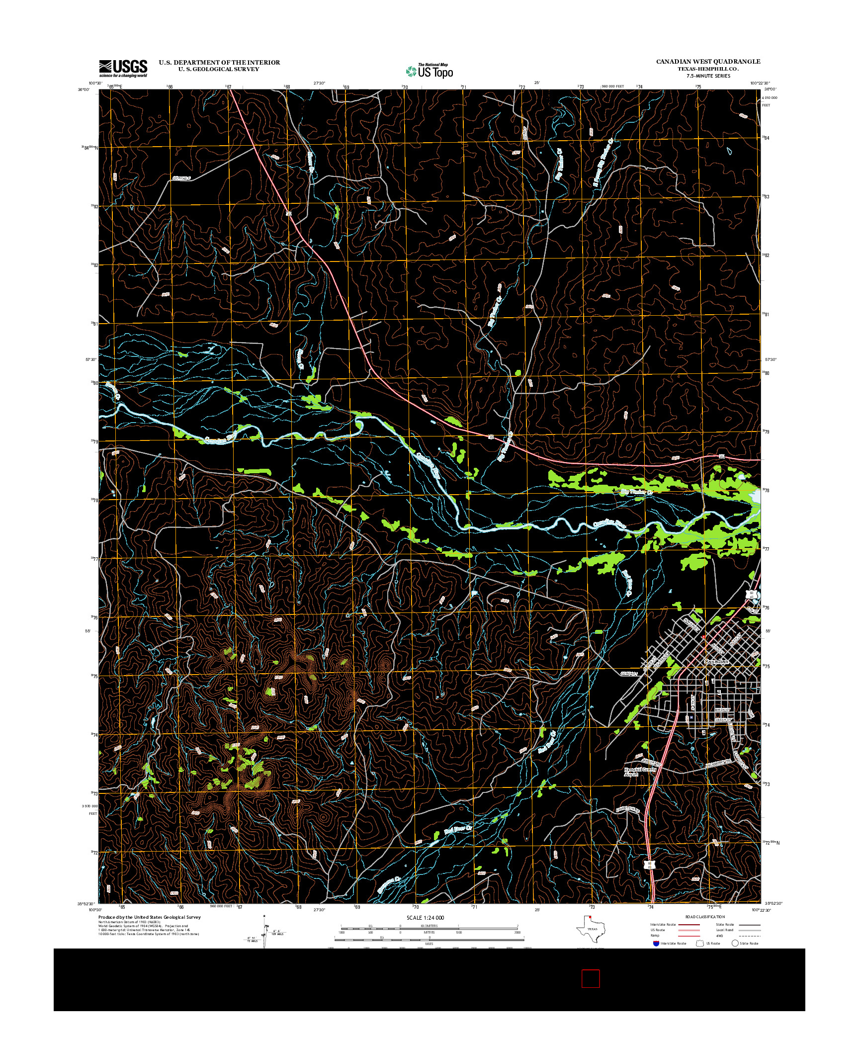 USGS US TOPO 7.5-MINUTE MAP FOR CANADIAN WEST, TX 2012