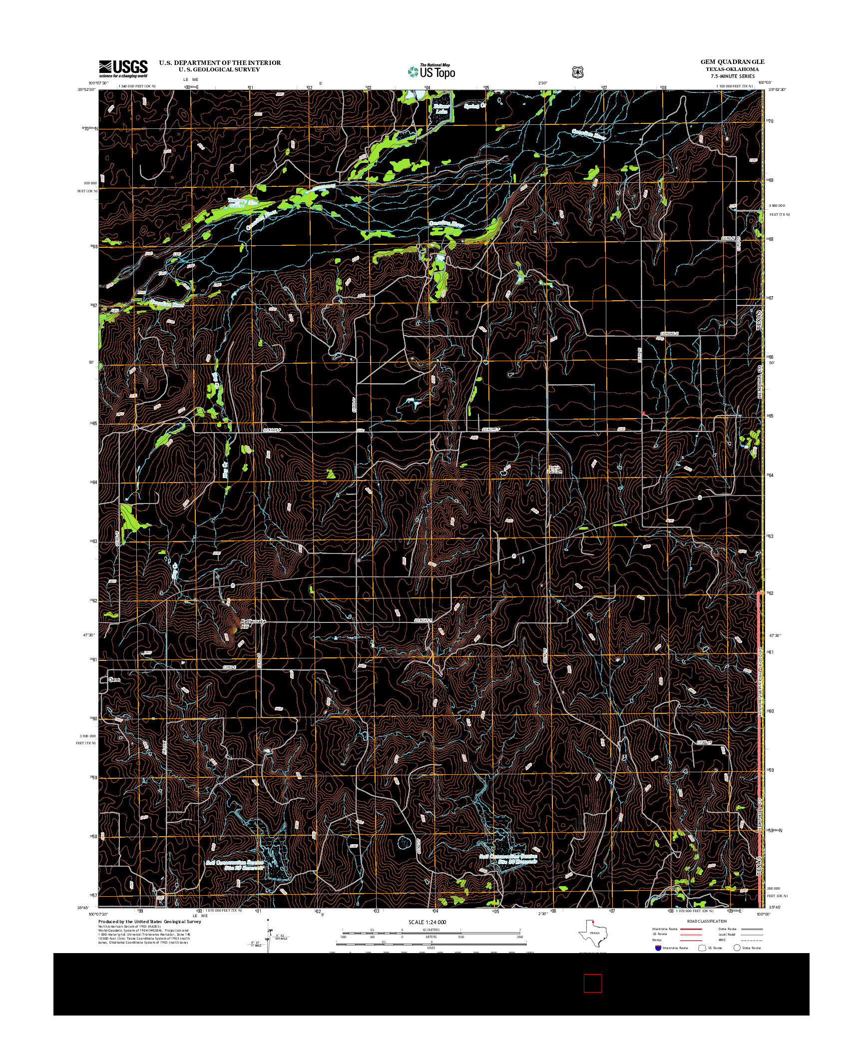 USGS US TOPO 7.5-MINUTE MAP FOR GEM, TX-OK 2012