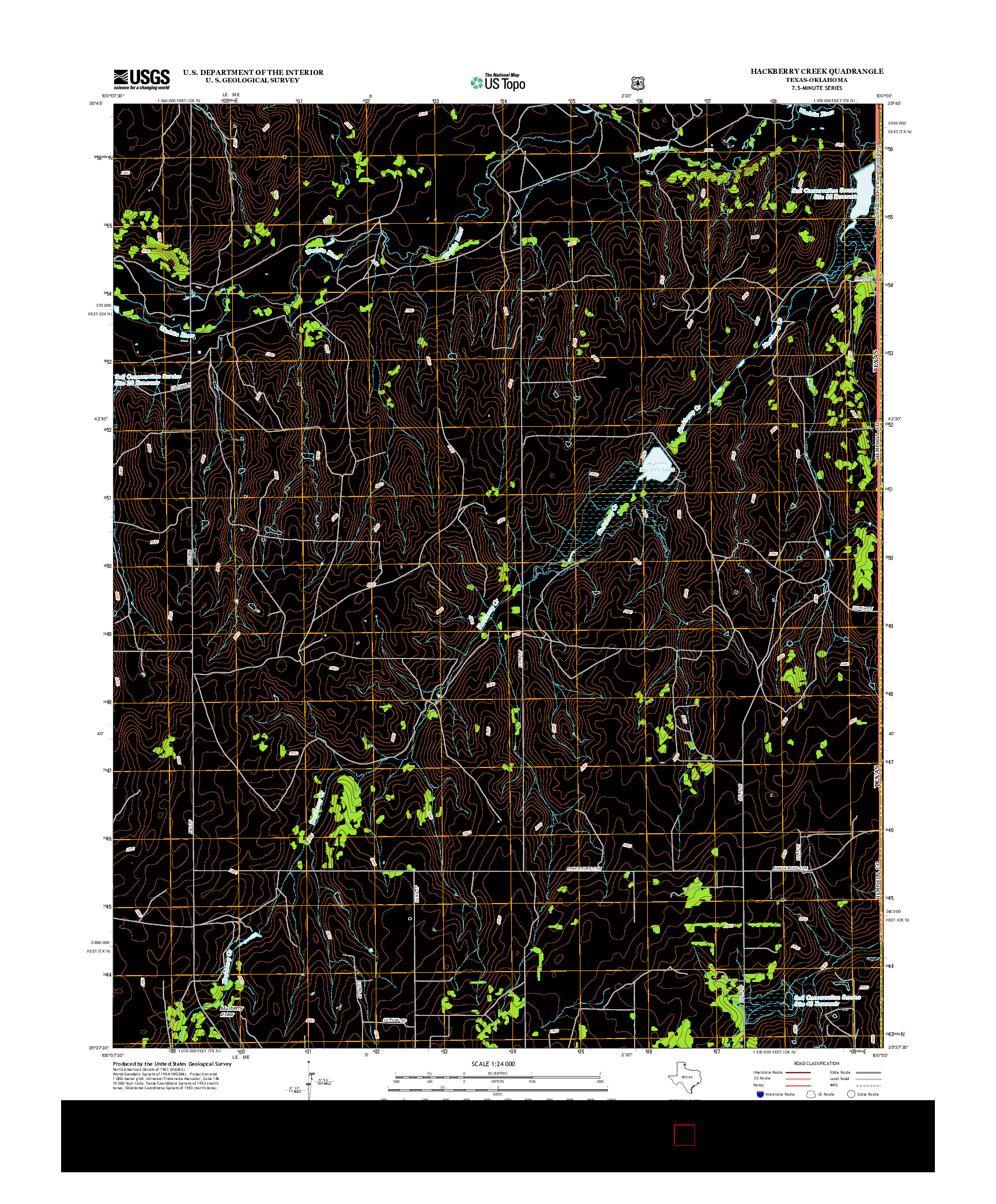 USGS US TOPO 7.5-MINUTE MAP FOR HACKBERRY CREEK, TX-OK 2012