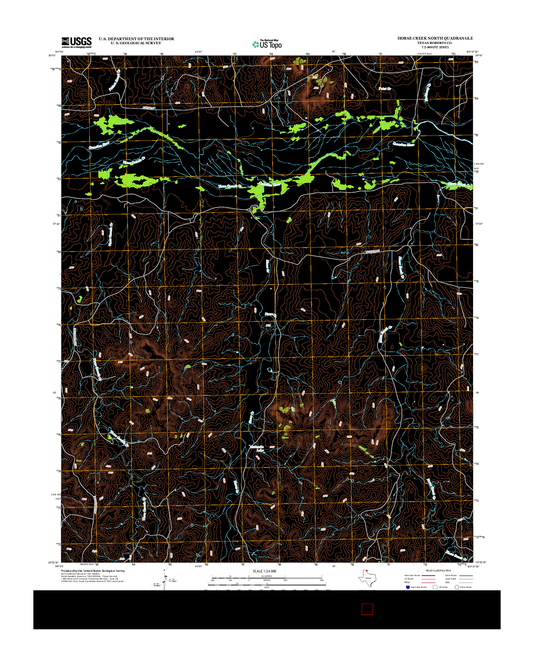 USGS US TOPO 7.5-MINUTE MAP FOR HORSE CREEK NORTH, TX 2012