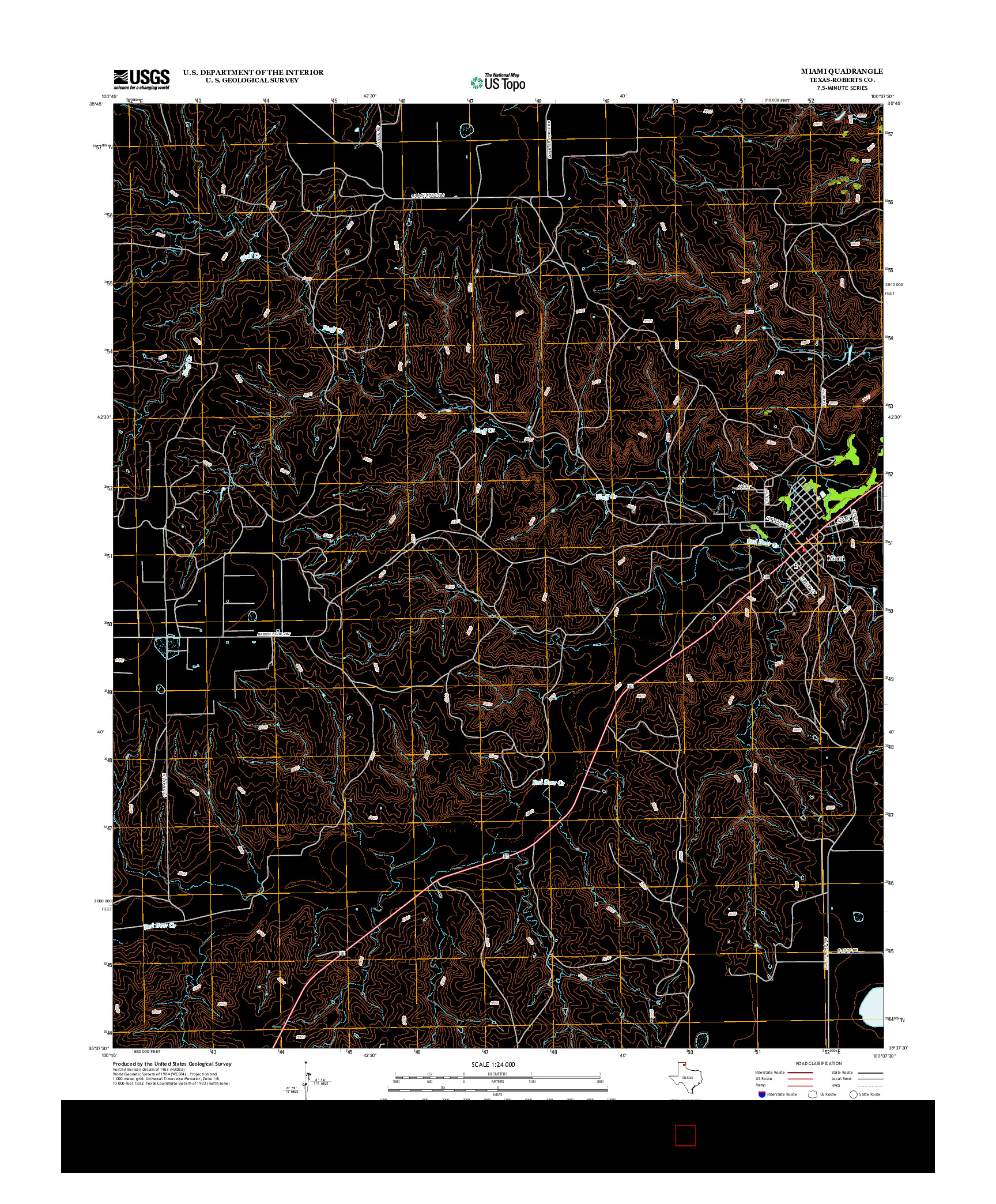 USGS US TOPO 7.5-MINUTE MAP FOR MIAMI, TX 2012