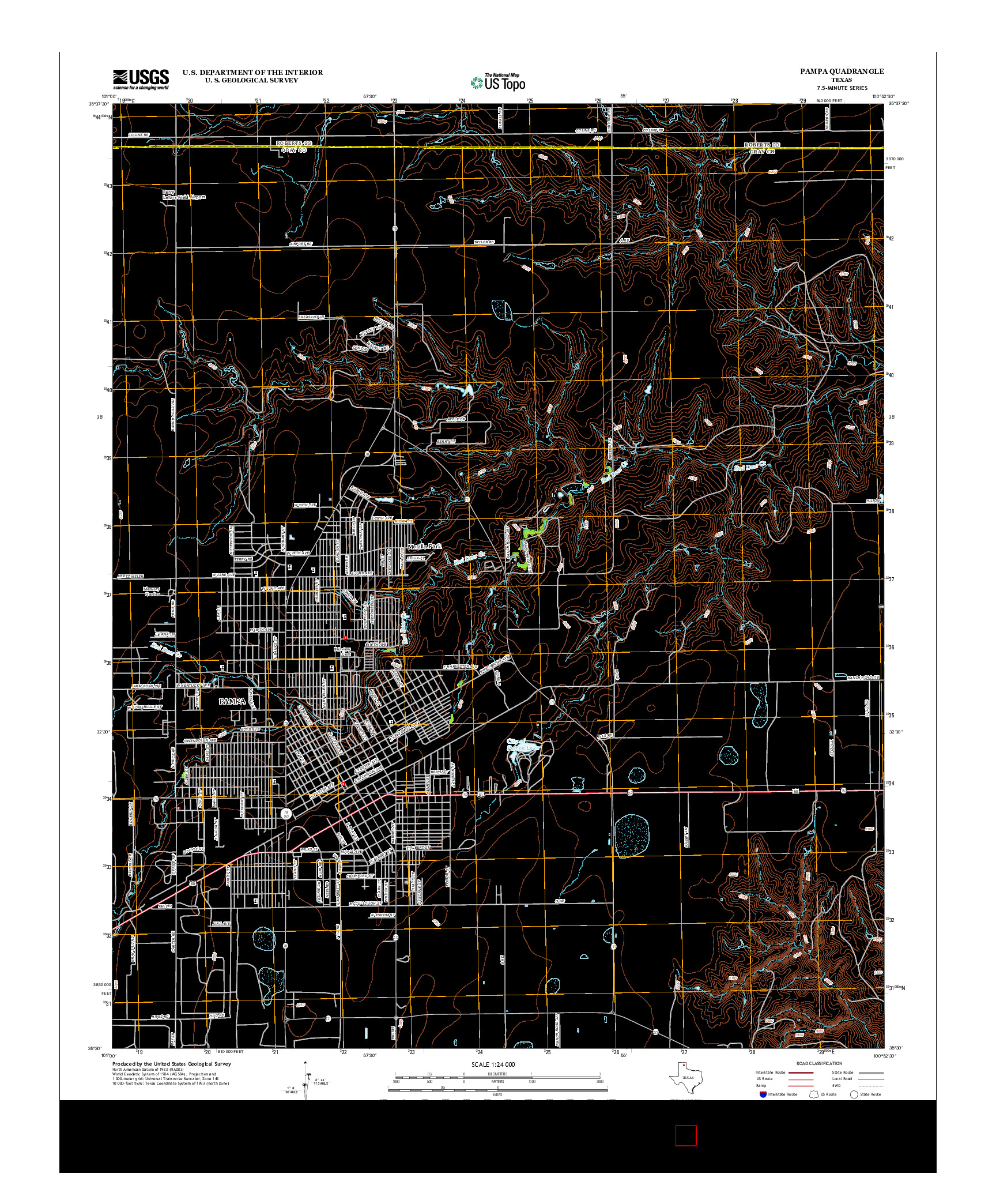USGS US TOPO 7.5-MINUTE MAP FOR PAMPA, TX 2012