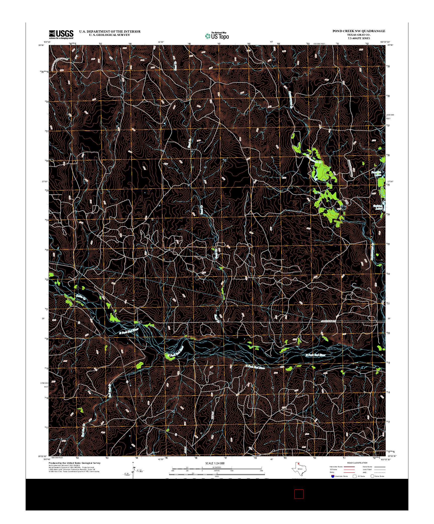 USGS US TOPO 7.5-MINUTE MAP FOR POND CREEK NW, TX 2012