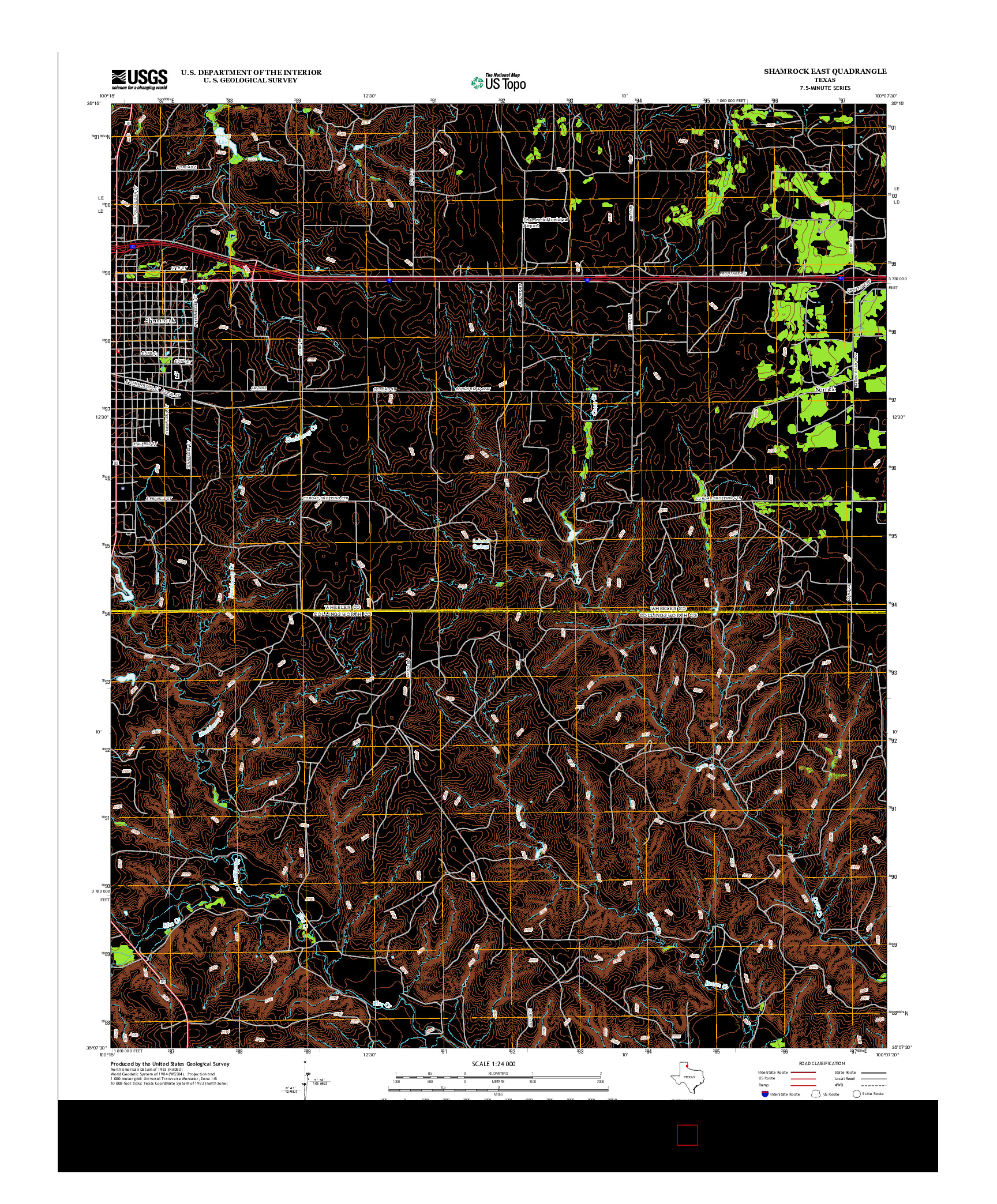 USGS US TOPO 7.5-MINUTE MAP FOR SHAMROCK EAST, TX 2012