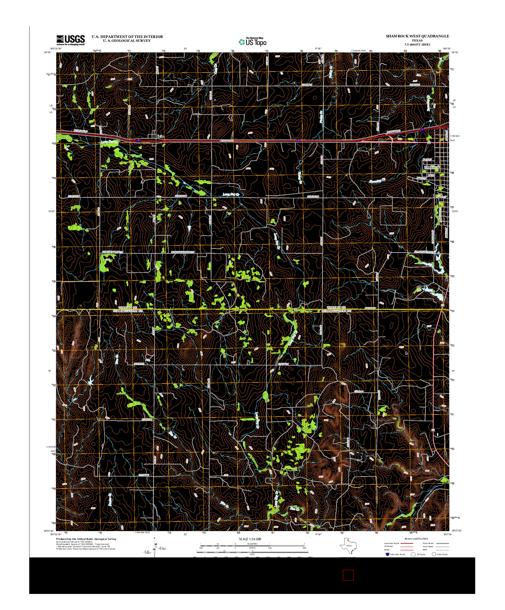 USGS US TOPO 7.5-MINUTE MAP FOR SHAMROCK WEST, TX 2012