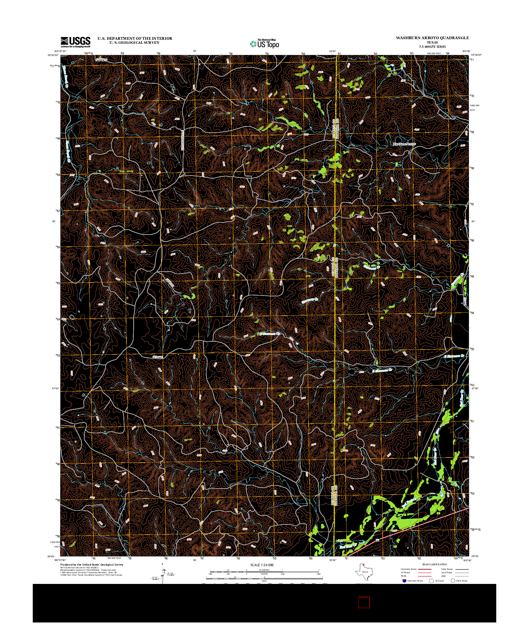 USGS US TOPO 7.5-MINUTE MAP FOR WASHBURN ARROYO, TX 2012