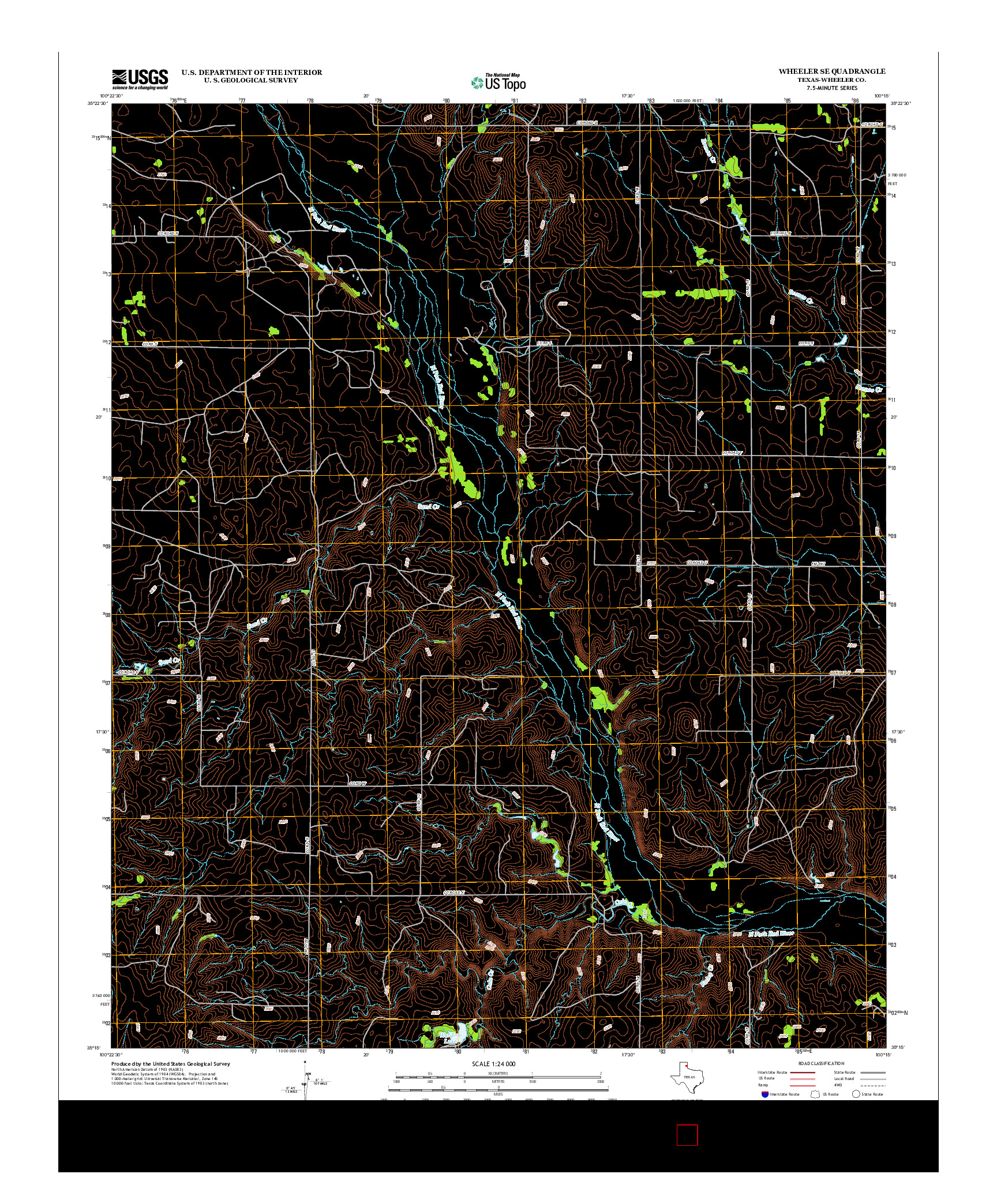 USGS US TOPO 7.5-MINUTE MAP FOR WHEELER SE, TX 2012