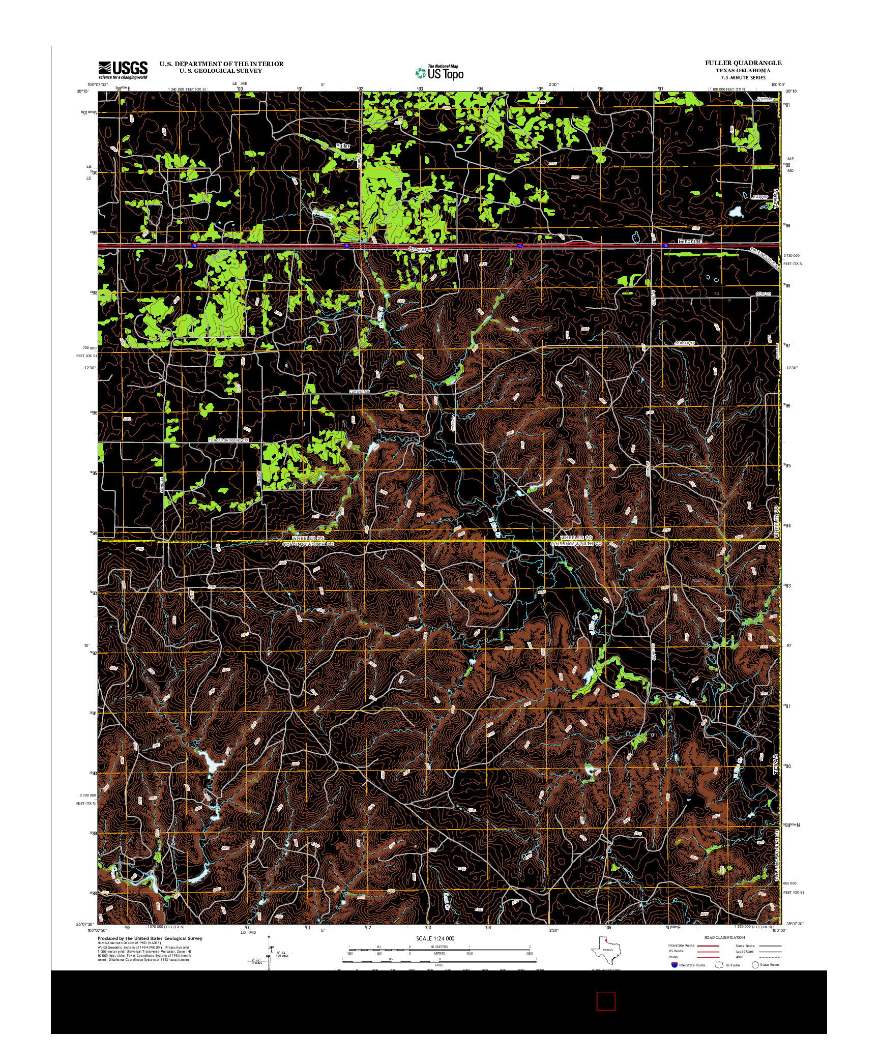 USGS US TOPO 7.5-MINUTE MAP FOR FULLER, TX-OK 2012