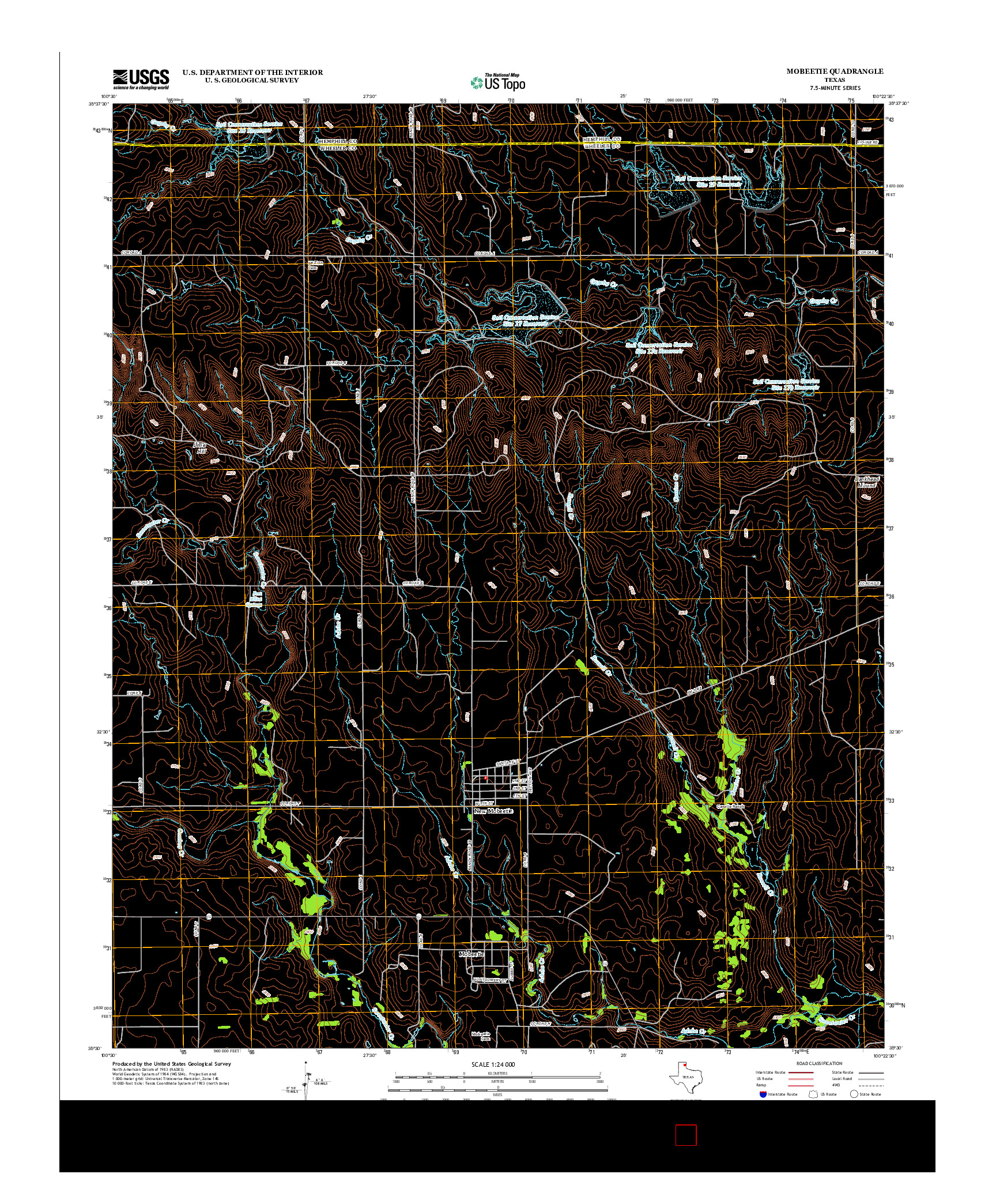 USGS US TOPO 7.5-MINUTE MAP FOR MOBEETIE, TX 2012