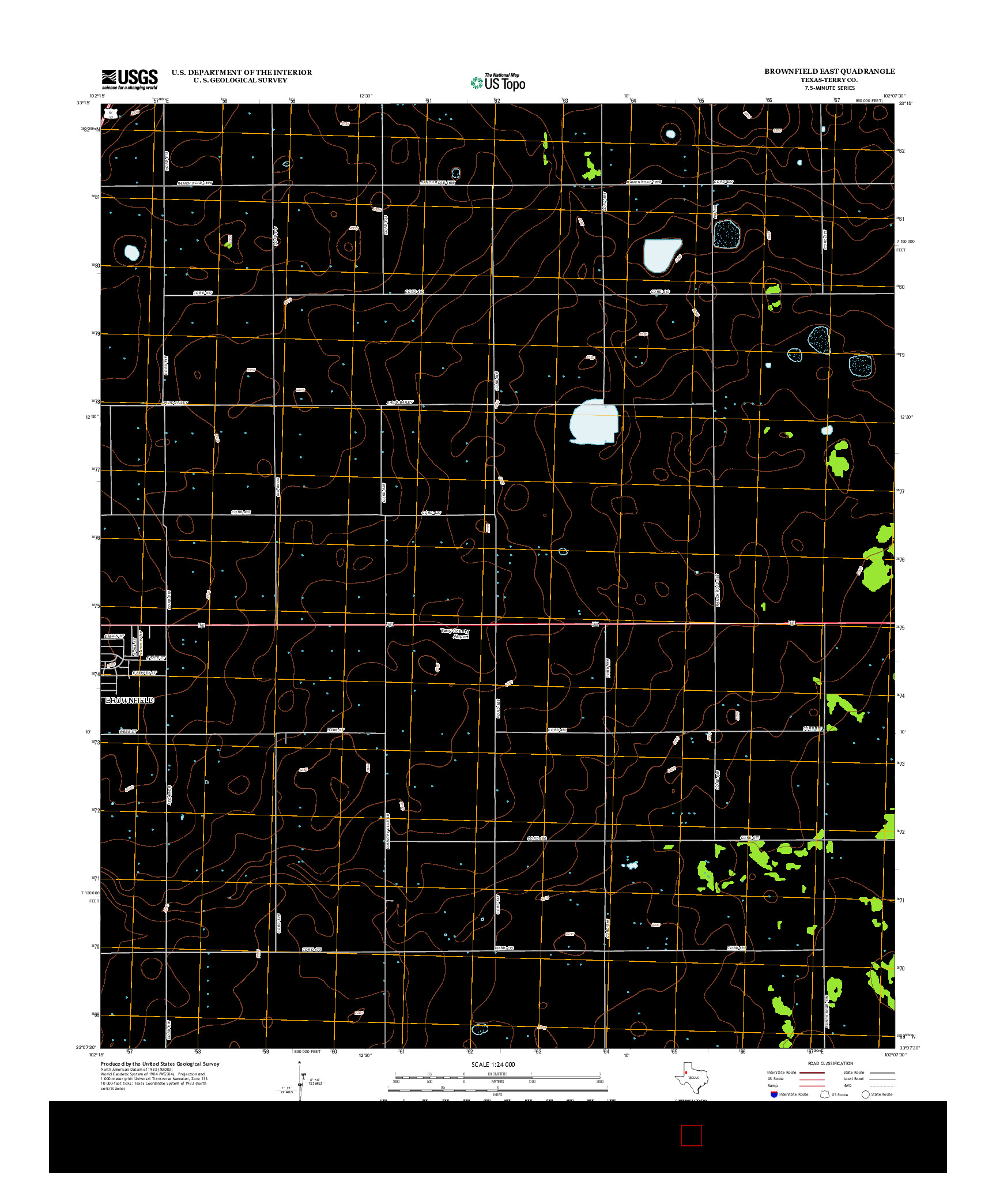 USGS US TOPO 7.5-MINUTE MAP FOR BROWNFIELD EAST, TX 2012