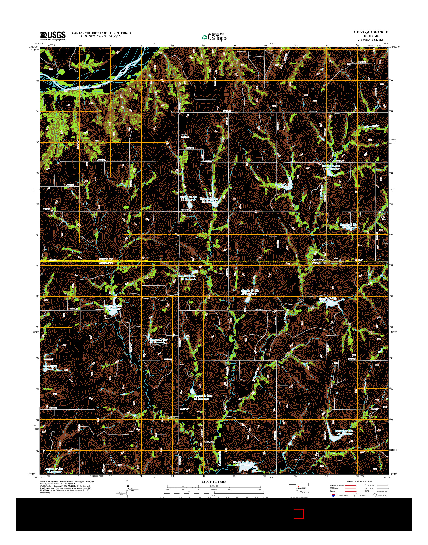 USGS US TOPO 7.5-MINUTE MAP FOR ALEDO, OK 2012