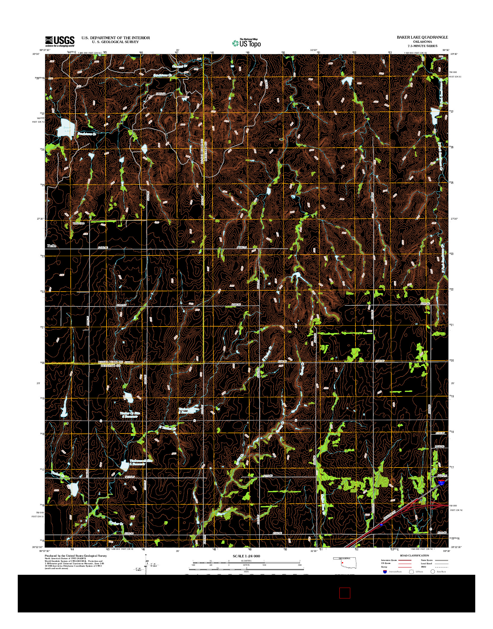 USGS US TOPO 7.5-MINUTE MAP FOR BAKER LAKE, OK 2012