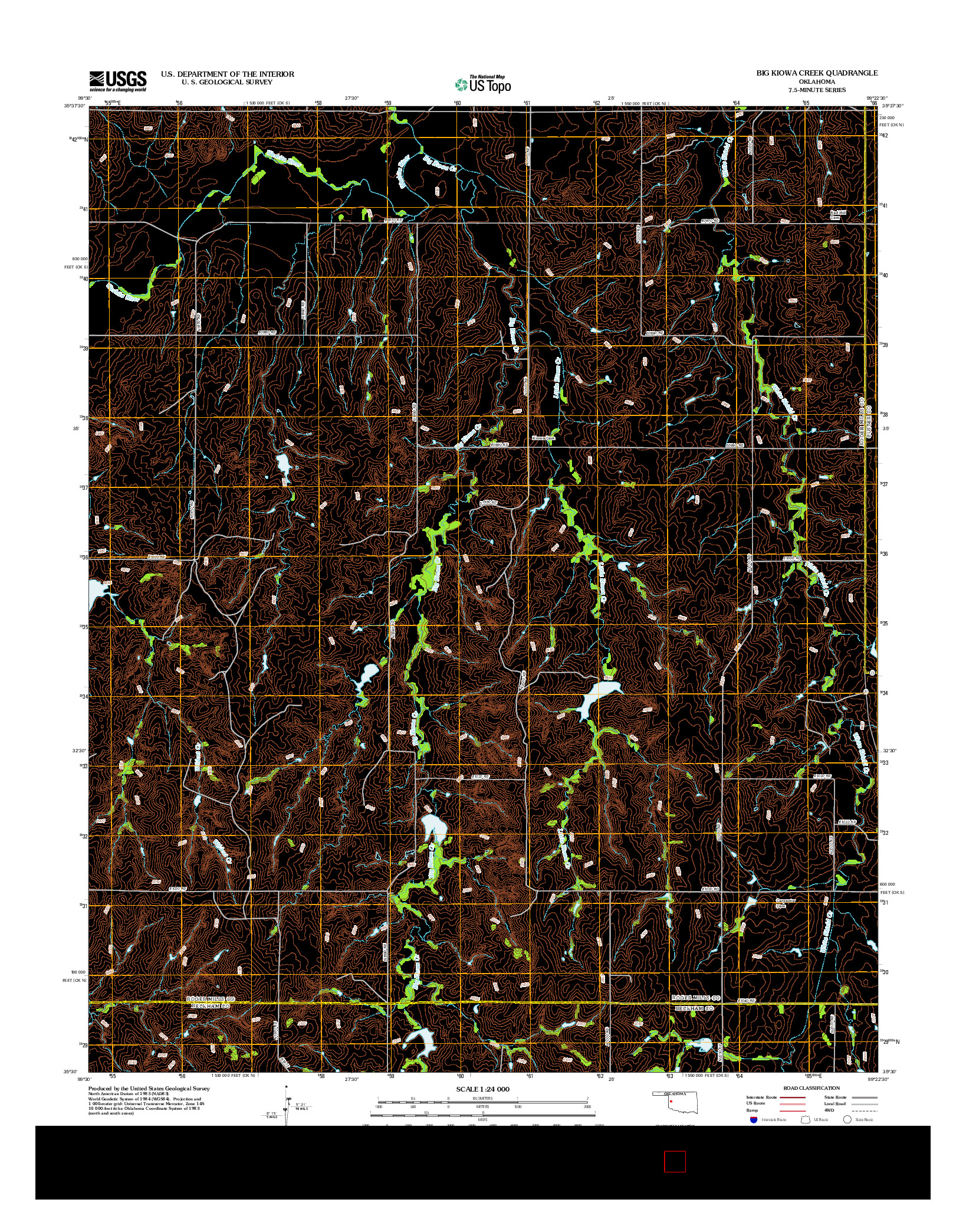 USGS US TOPO 7.5-MINUTE MAP FOR BIG KIOWA CREEK, OK 2012