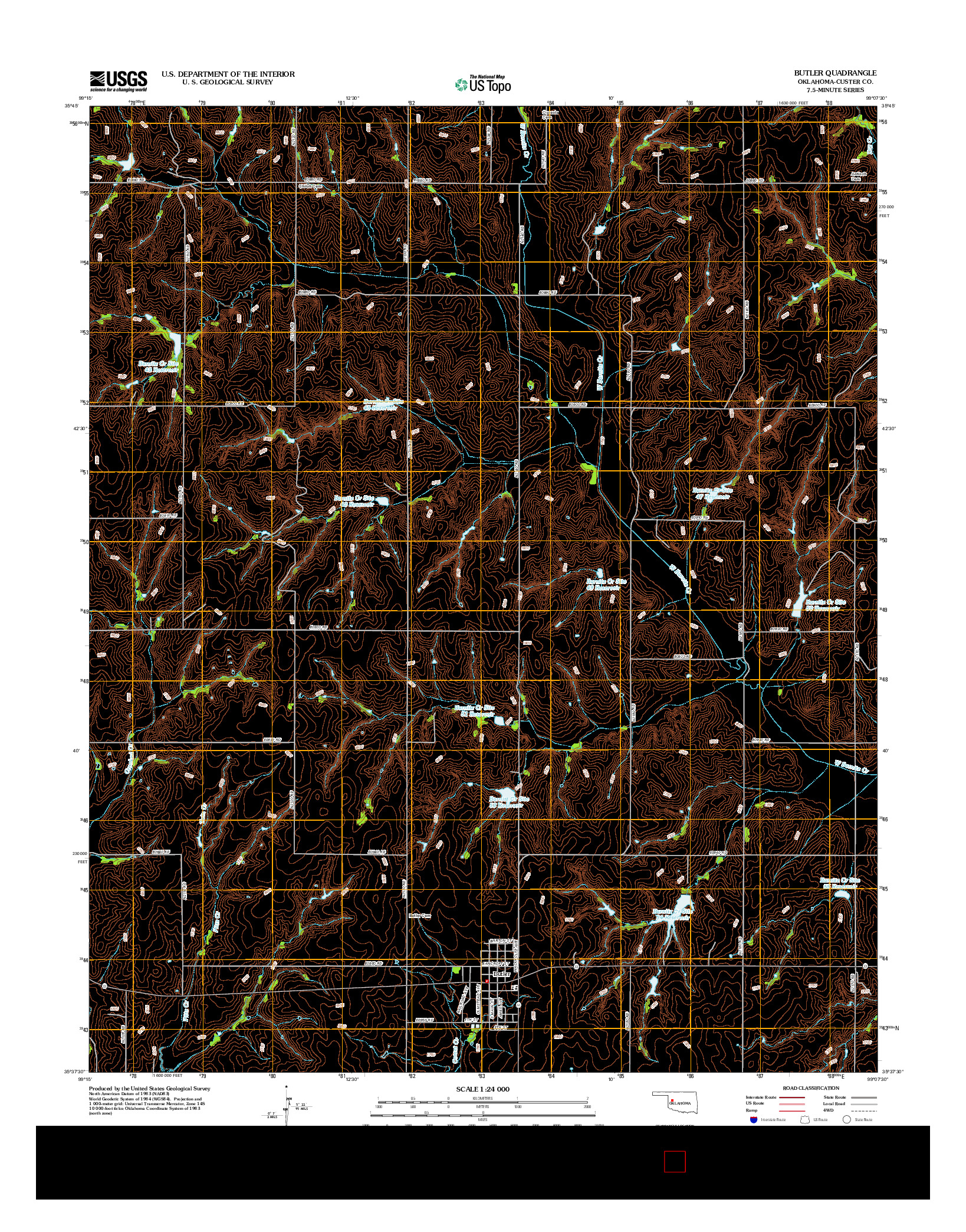 USGS US TOPO 7.5-MINUTE MAP FOR BUTLER, OK 2012