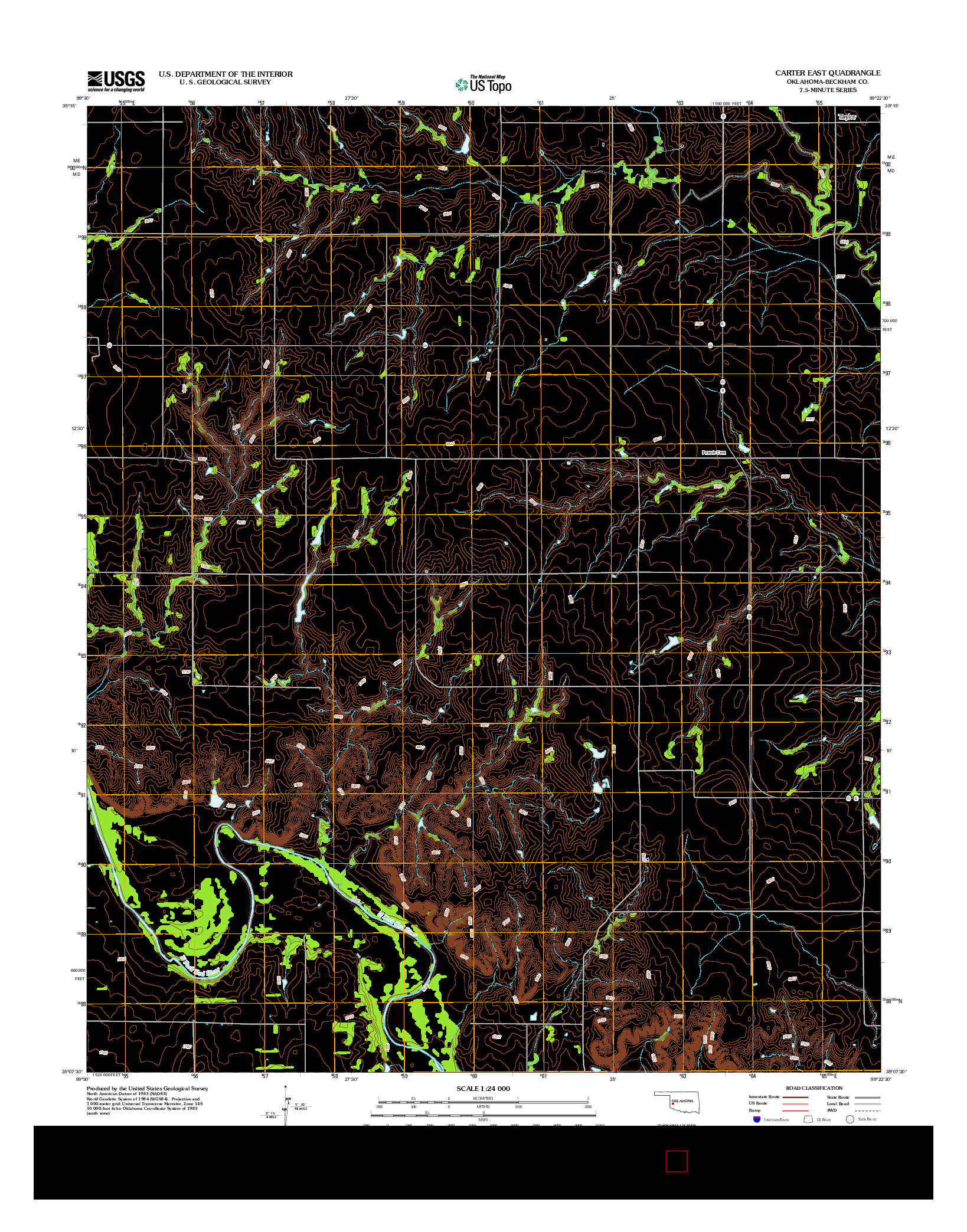 USGS US TOPO 7.5-MINUTE MAP FOR CARTER EAST, OK 2012