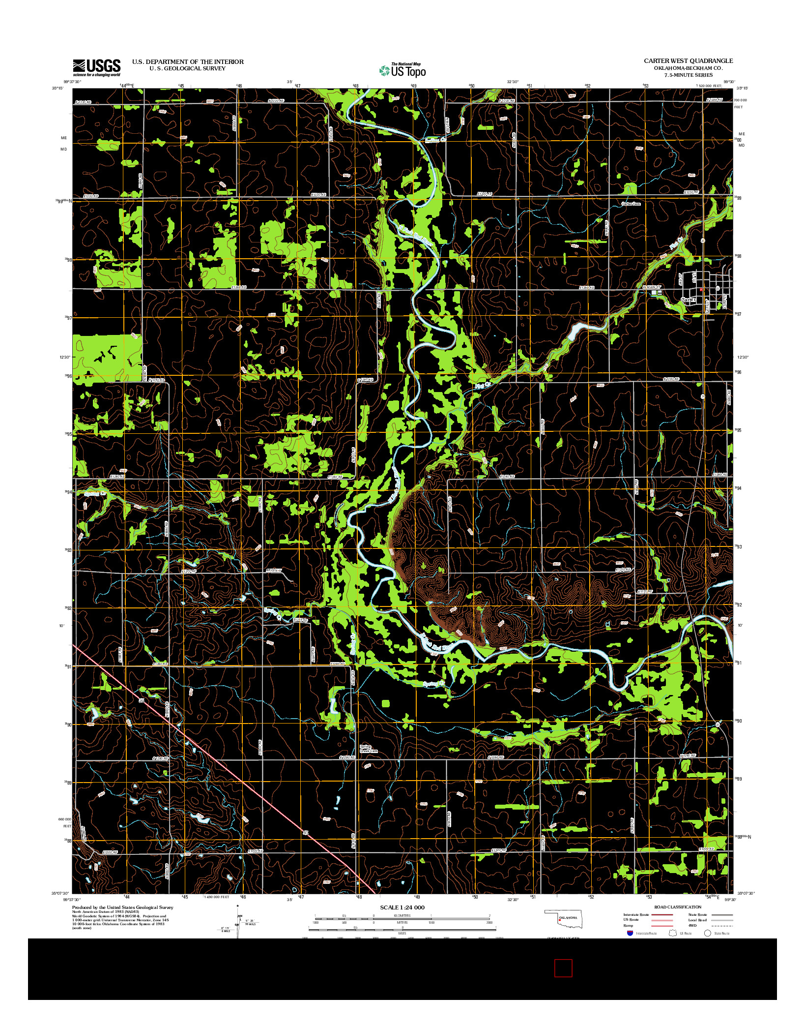 USGS US TOPO 7.5-MINUTE MAP FOR CARTER WEST, OK 2012