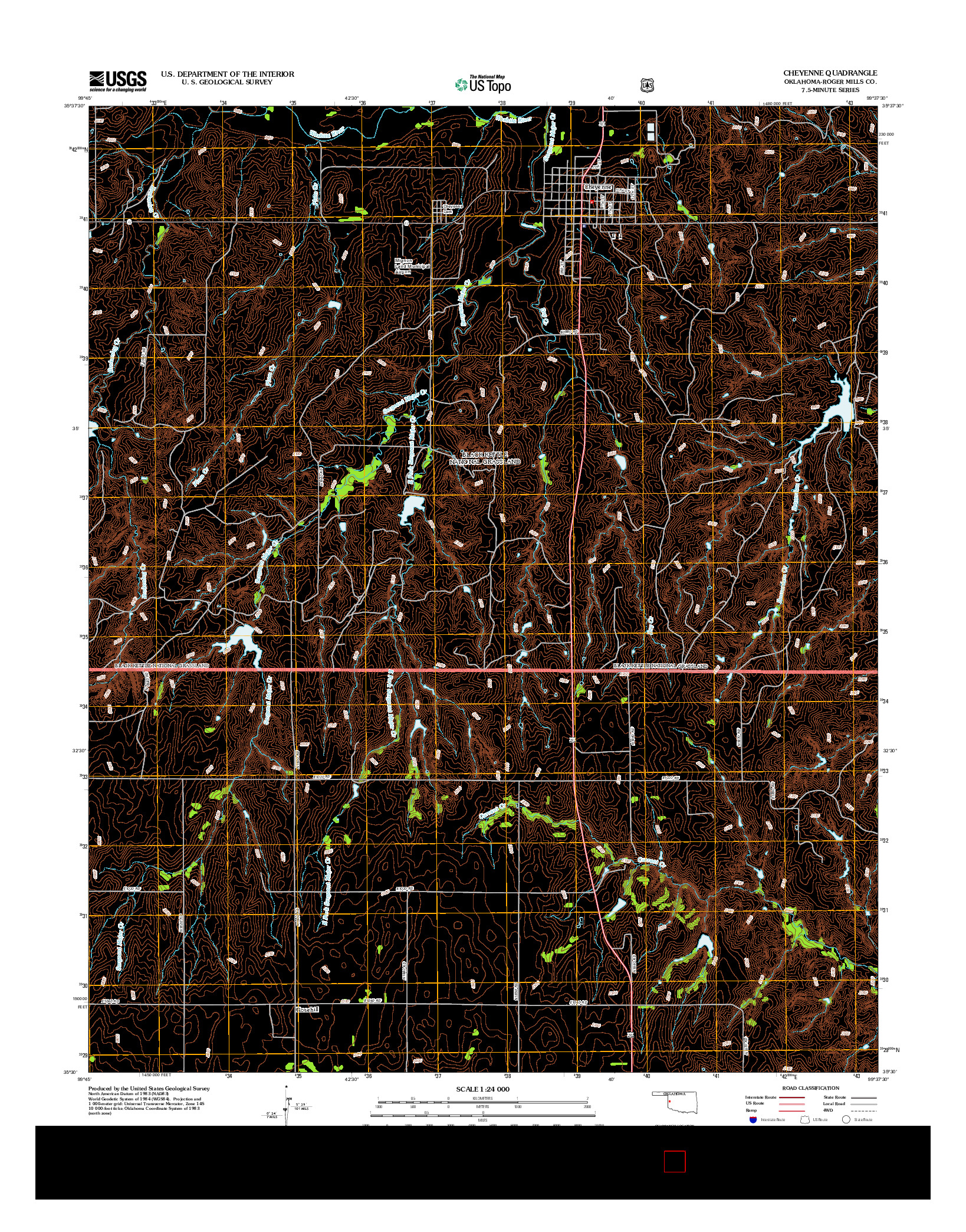 USGS US TOPO 7.5-MINUTE MAP FOR CHEYENNE, OK 2012