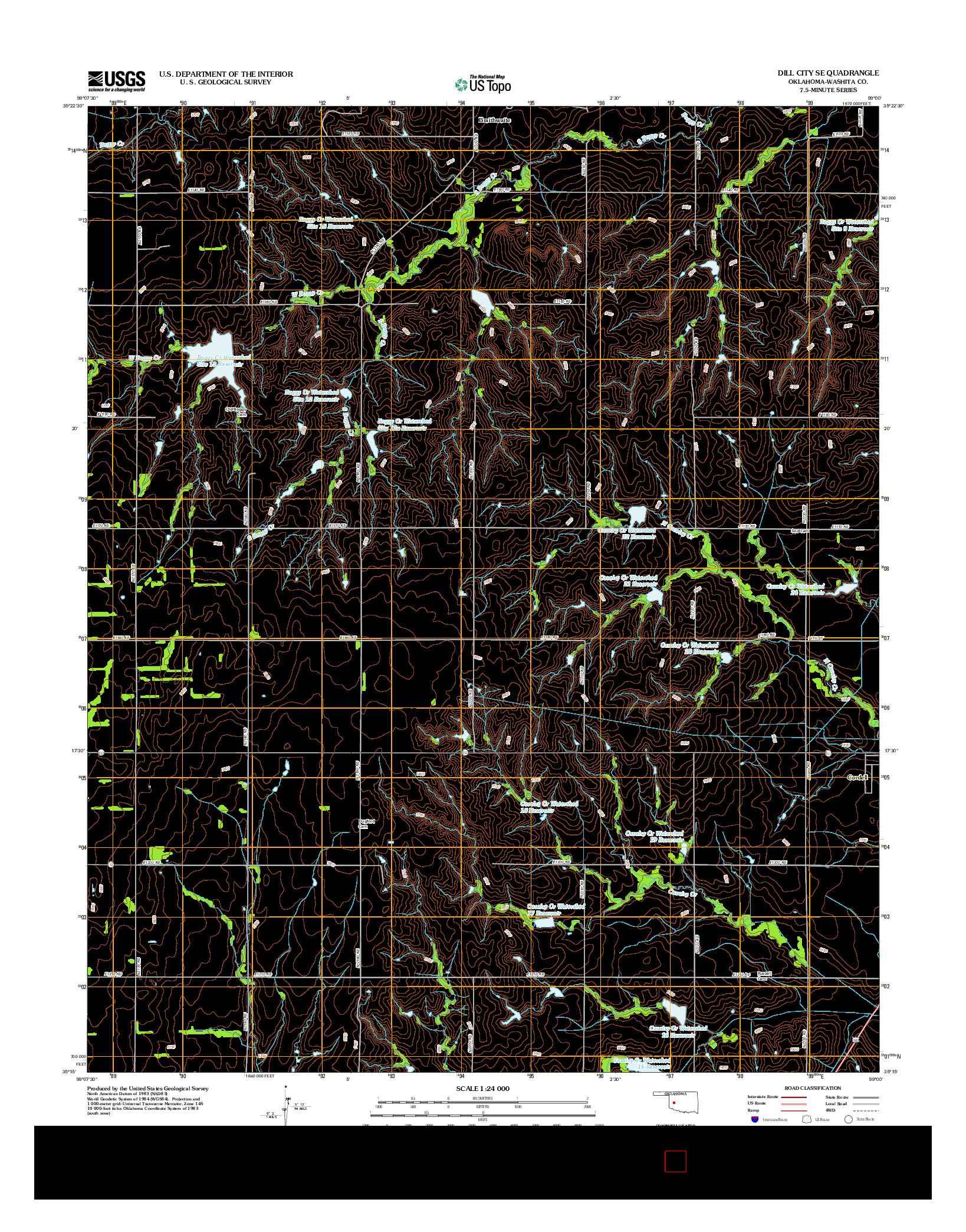 USGS US TOPO 7.5-MINUTE MAP FOR DILL CITY SE, OK 2012