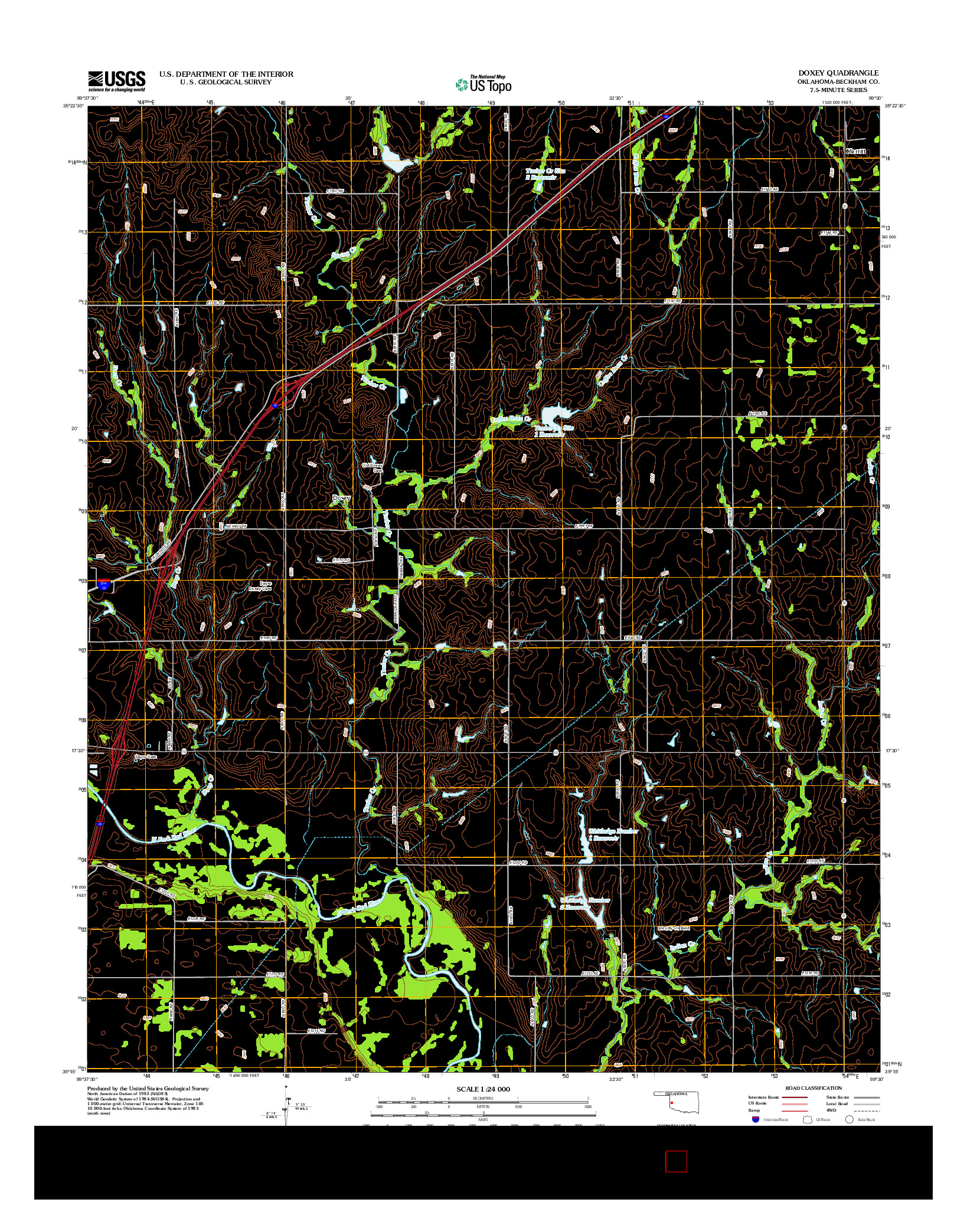 USGS US TOPO 7.5-MINUTE MAP FOR DOXEY, OK 2012