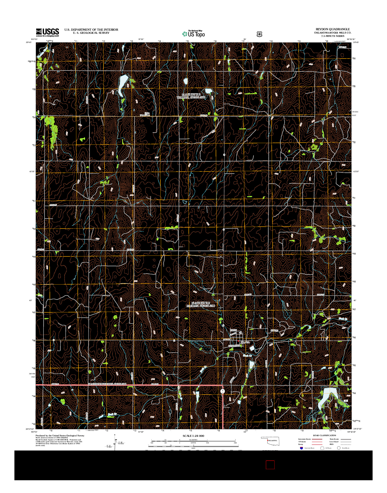 USGS US TOPO 7.5-MINUTE MAP FOR REYDON, OK 2012