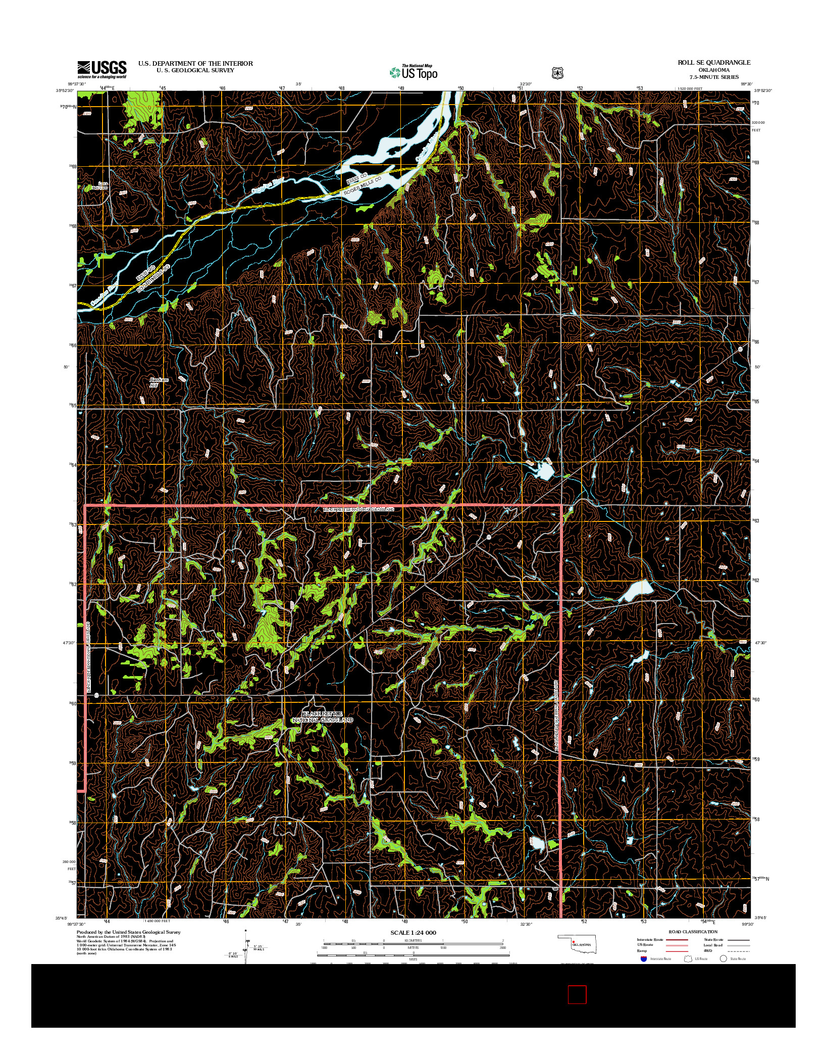 USGS US TOPO 7.5-MINUTE MAP FOR ROLL SE, OK 2012