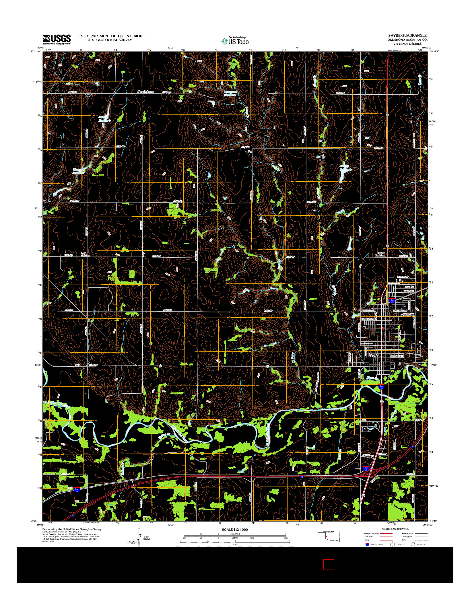 USGS US TOPO 7.5-MINUTE MAP FOR SAYRE, OK 2012