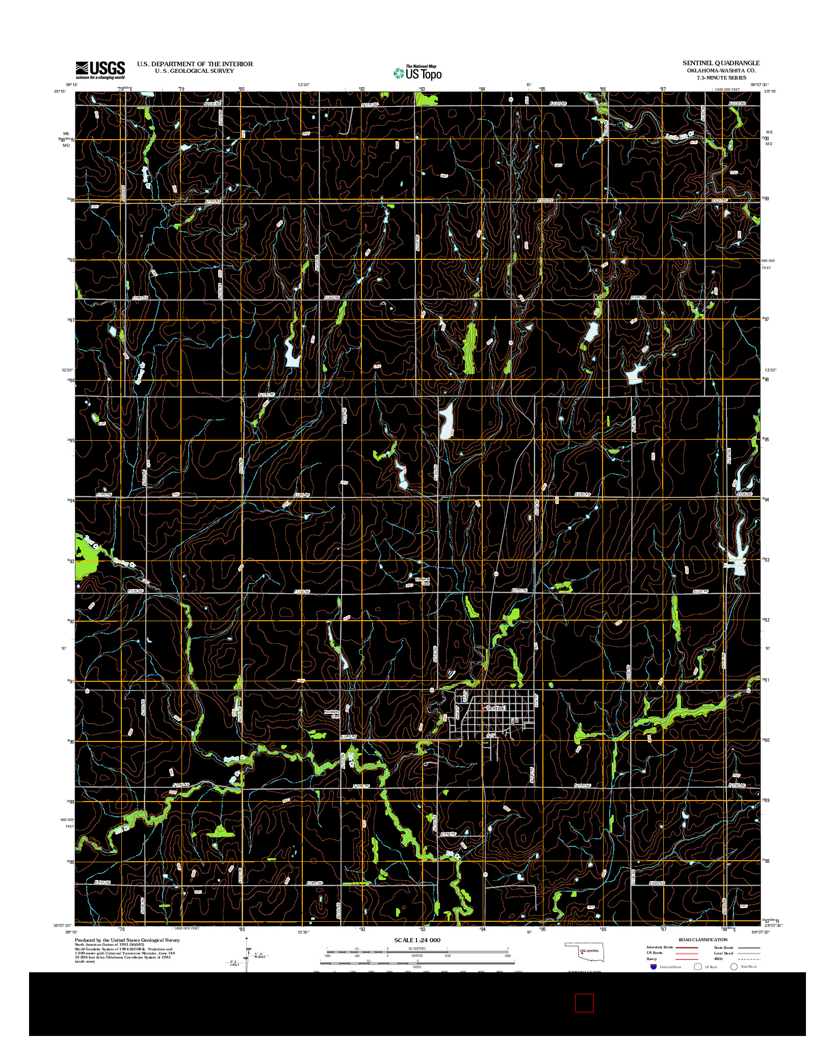 USGS US TOPO 7.5-MINUTE MAP FOR SENTINEL, OK 2012