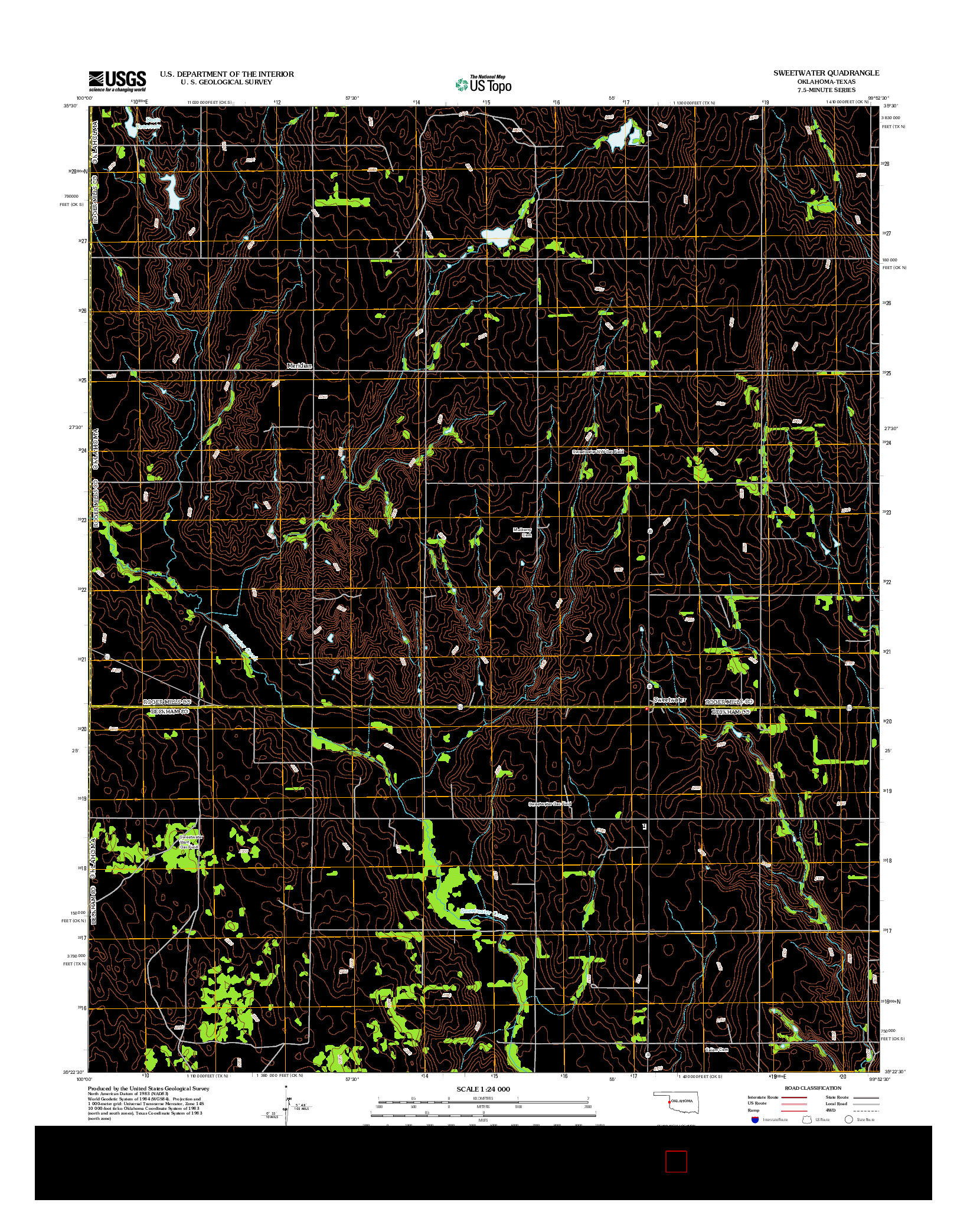 USGS US TOPO 7.5-MINUTE MAP FOR SWEETWATER, OK-TX 2012