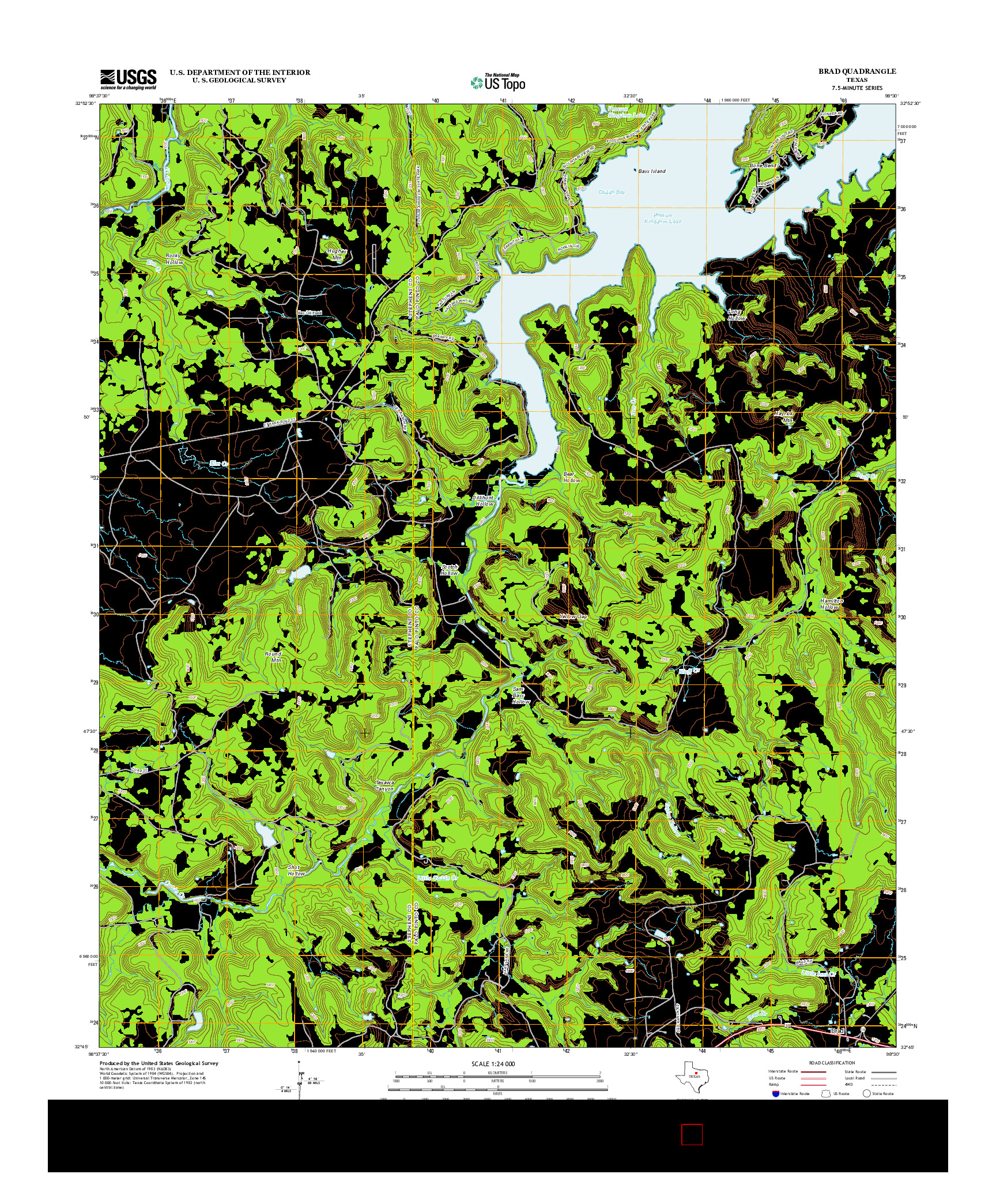 USGS US TOPO 7.5-MINUTE MAP FOR BRAD, TX 2012