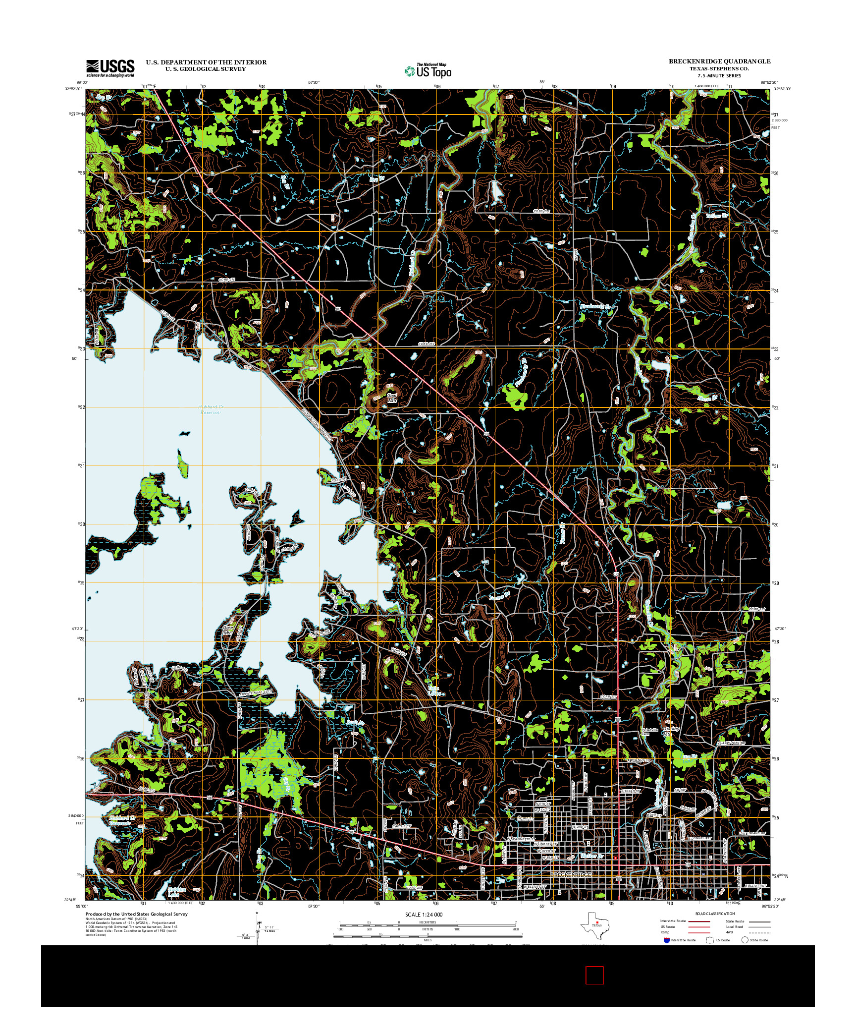 USGS US TOPO 7.5-MINUTE MAP FOR BRECKENRIDGE, TX 2012