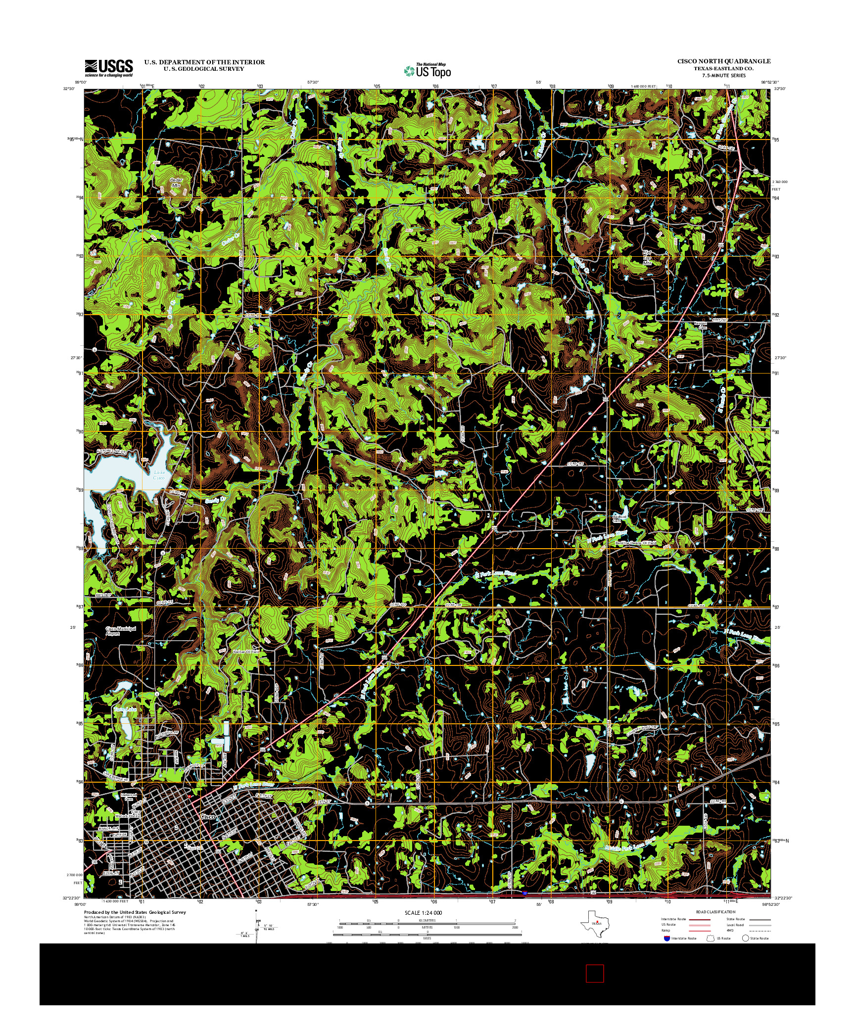 USGS US TOPO 7.5-MINUTE MAP FOR CISCO NORTH, TX 2012