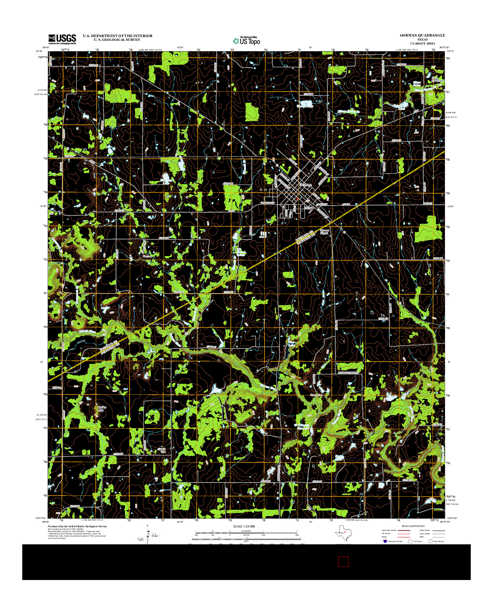 USGS US TOPO 7.5-MINUTE MAP FOR GORMAN, TX 2012