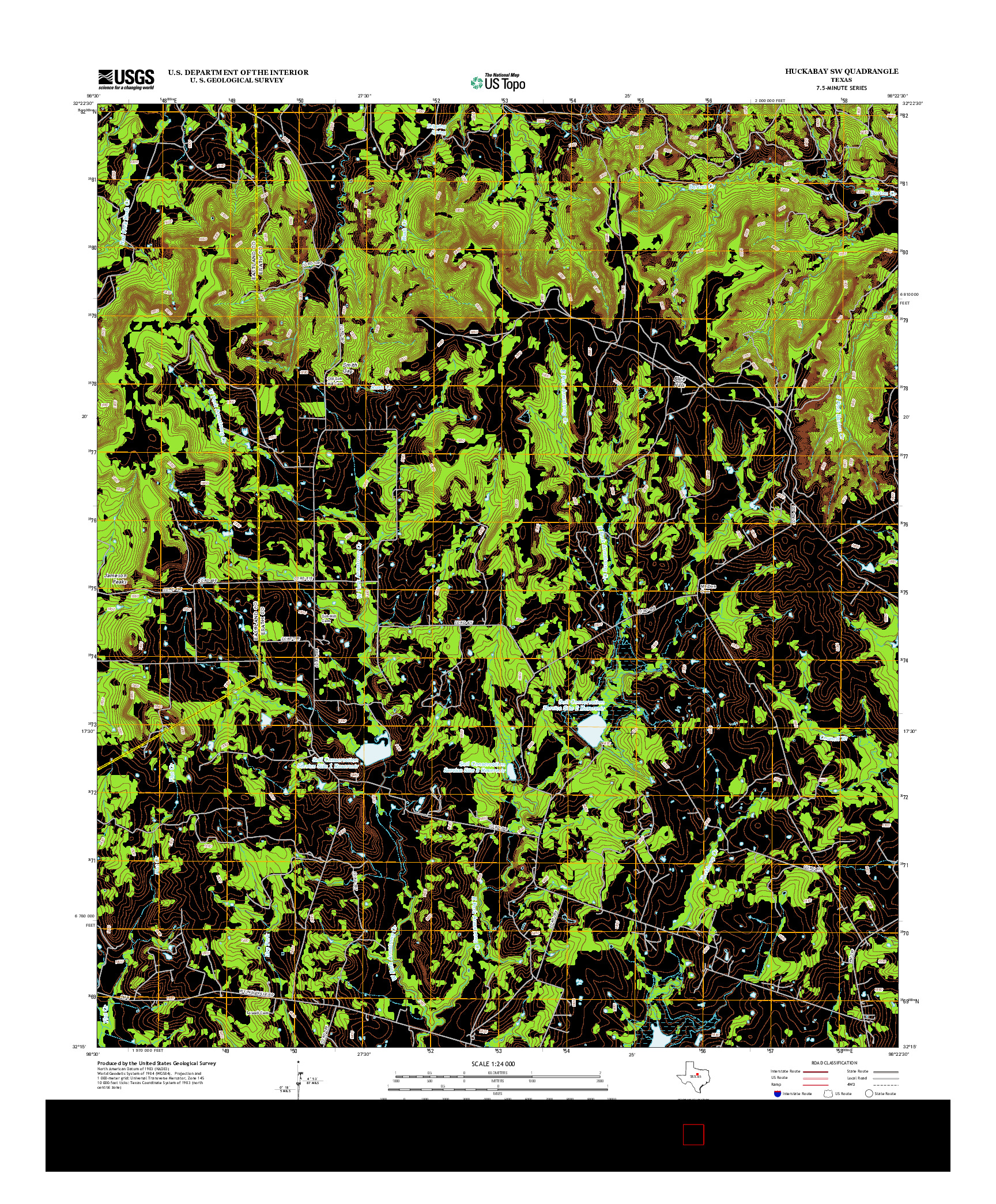 USGS US TOPO 7.5-MINUTE MAP FOR HUCKABAY SW, TX 2012