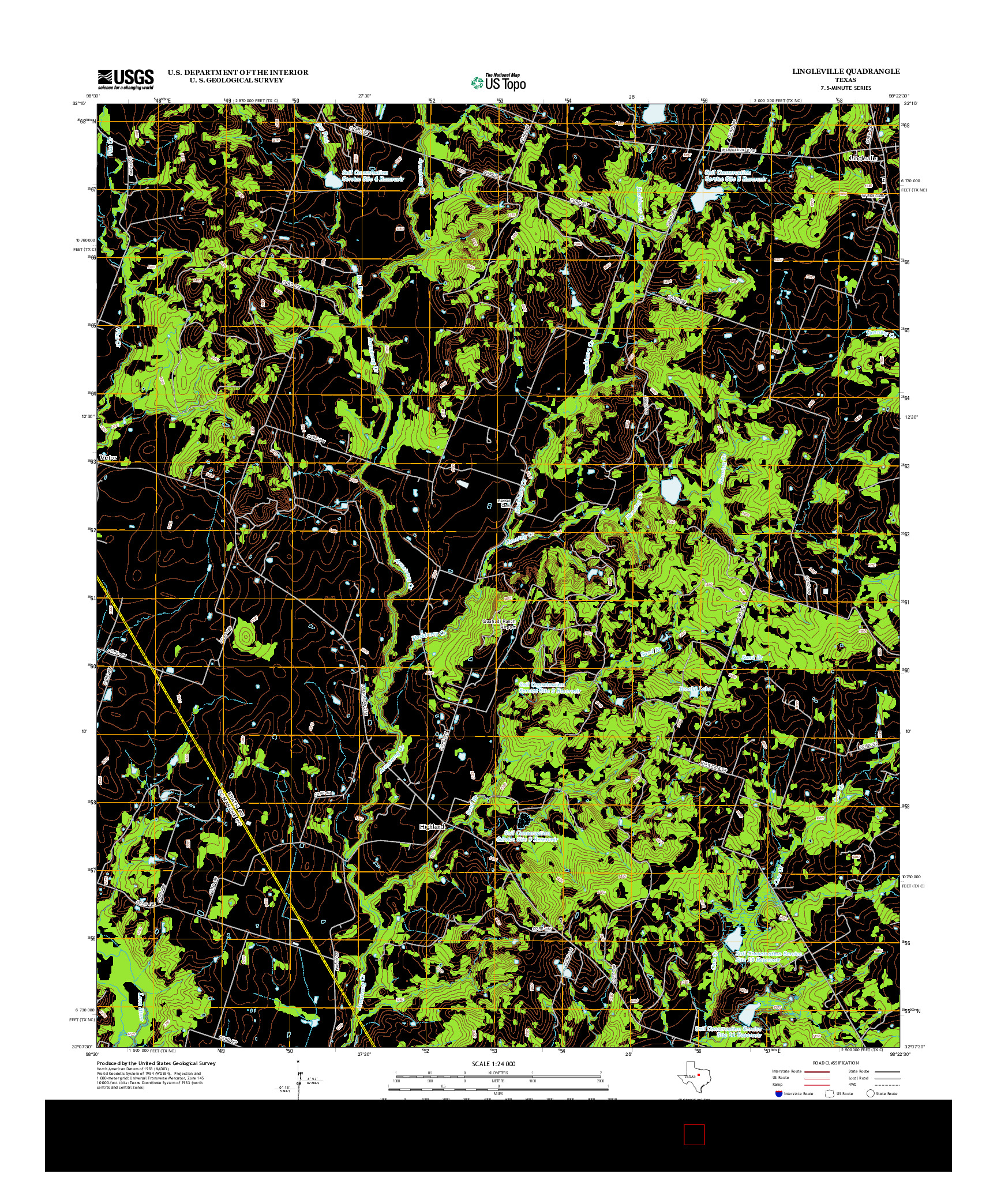 USGS US TOPO 7.5-MINUTE MAP FOR LINGLEVILLE, TX 2012