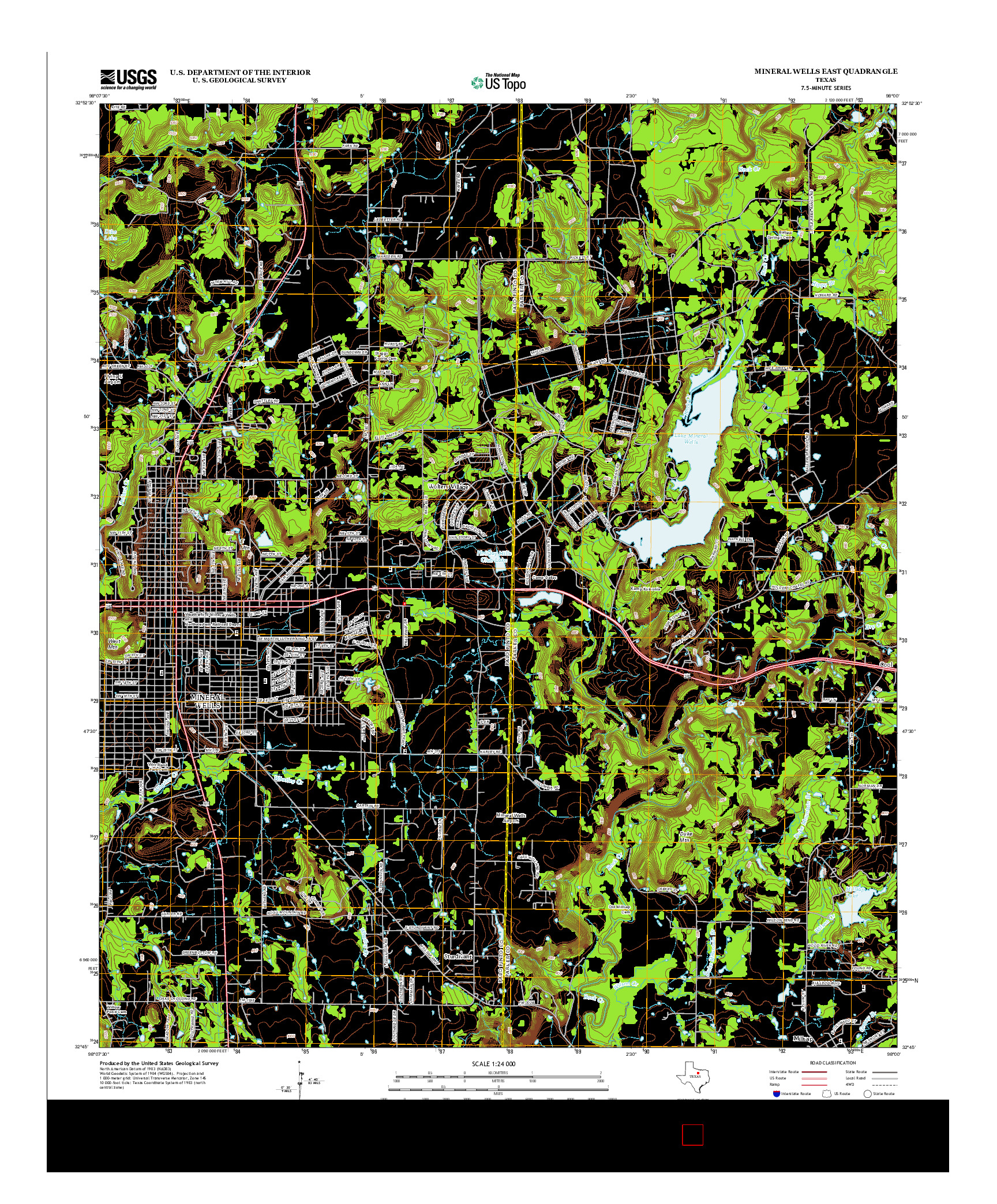 USGS US TOPO 7.5-MINUTE MAP FOR MINERAL WELLS EAST, TX 2012