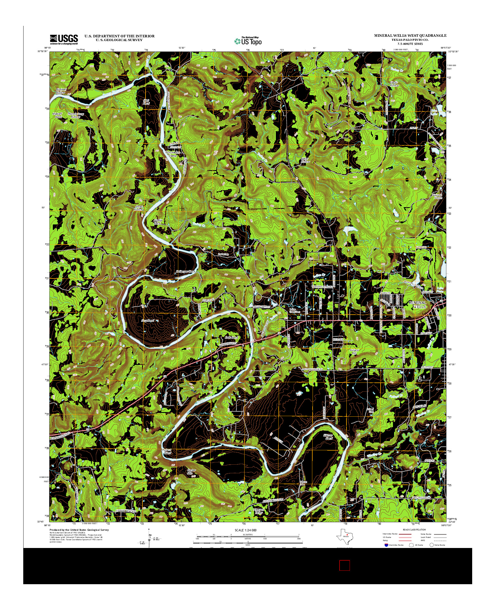 USGS US TOPO 7.5-MINUTE MAP FOR MINERAL WELLS WEST, TX 2012