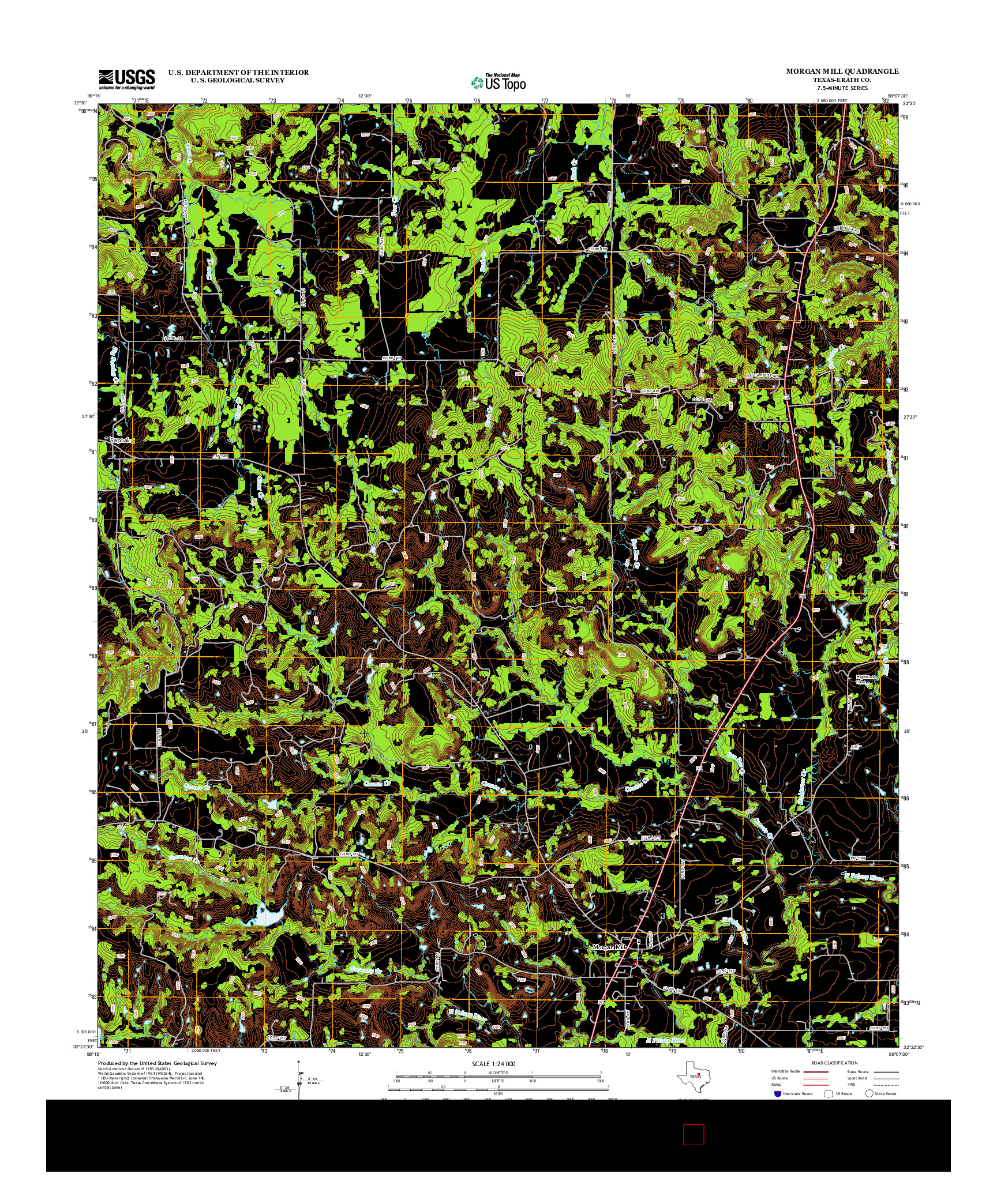 USGS US TOPO 7.5-MINUTE MAP FOR MORGAN MILL, TX 2012