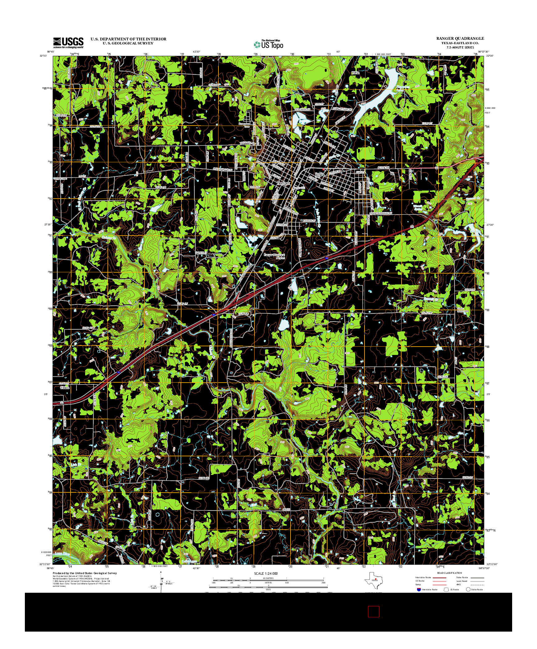 USGS US TOPO 7.5-MINUTE MAP FOR RANGER, TX 2012