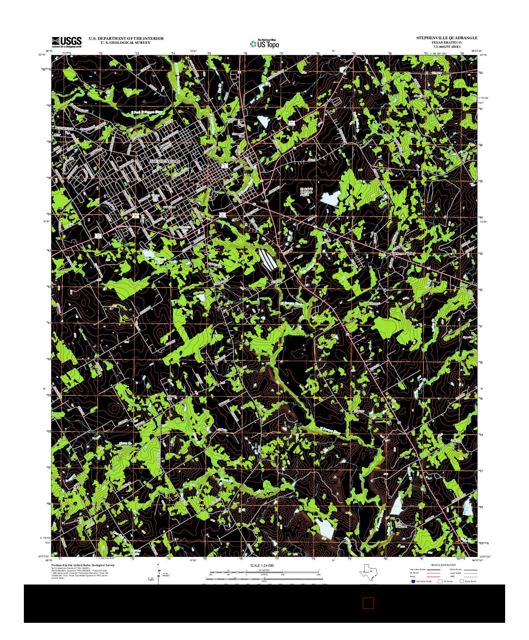 USGS US TOPO 7.5-MINUTE MAP FOR STEPHENVILLE, TX 2012