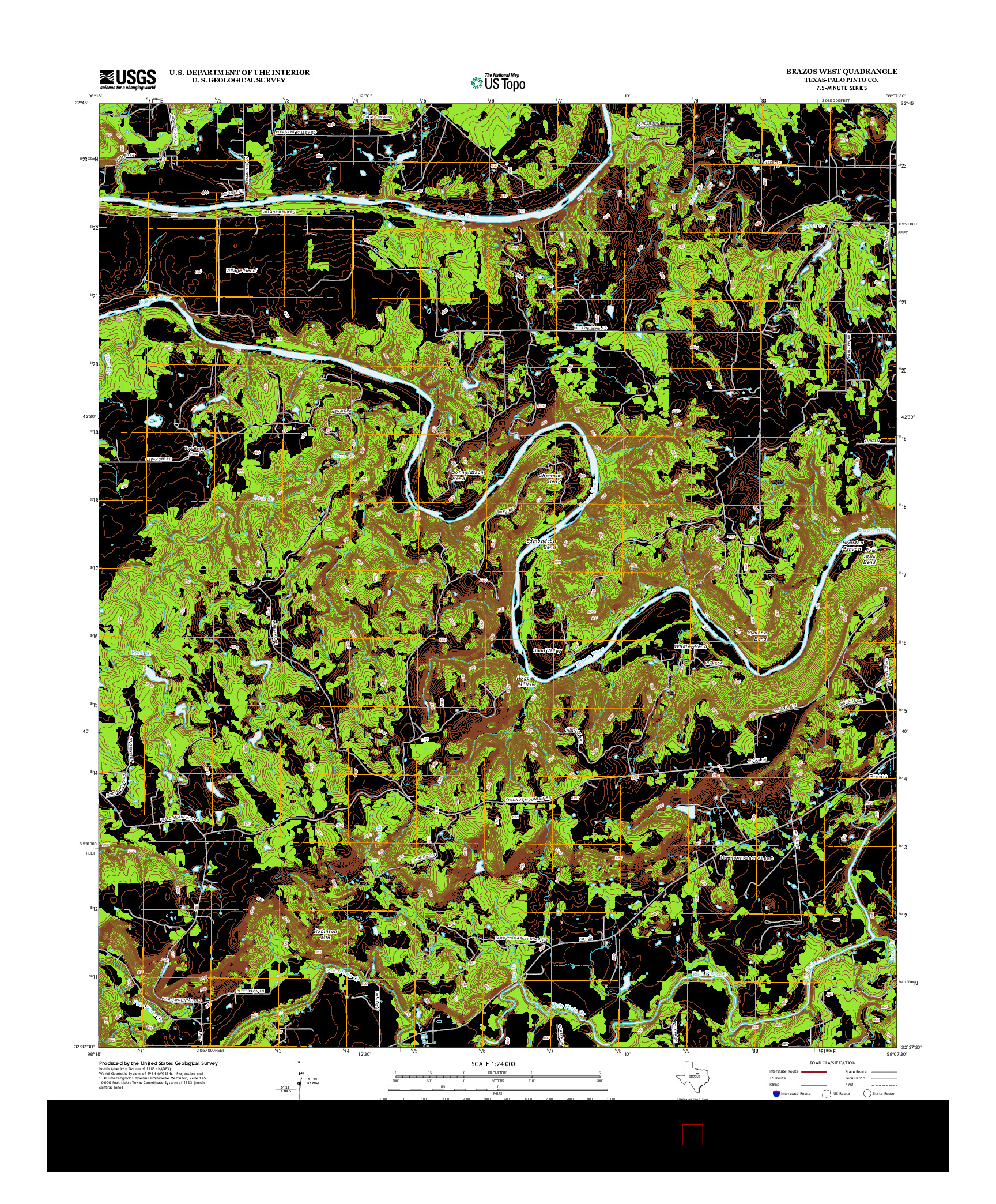 USGS US TOPO 7.5-MINUTE MAP FOR BRAZOS WEST, TX 2012